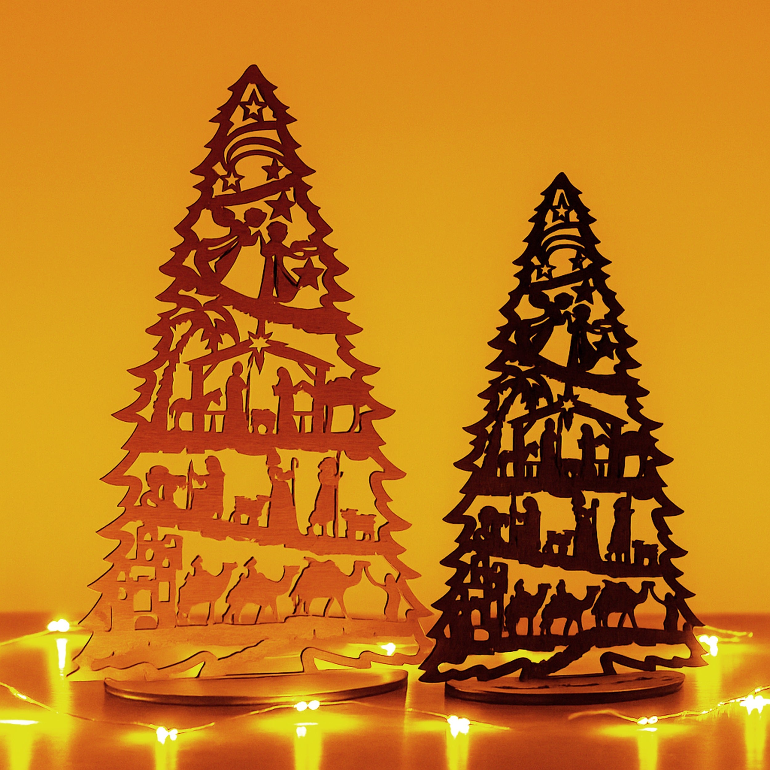 Wooden Nativity Tree Wood for Christmas Nativity Decor G08