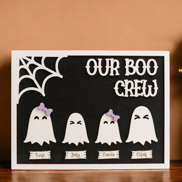 Personalized Halloween Ghost Family Sign Wood for Table Decor G26