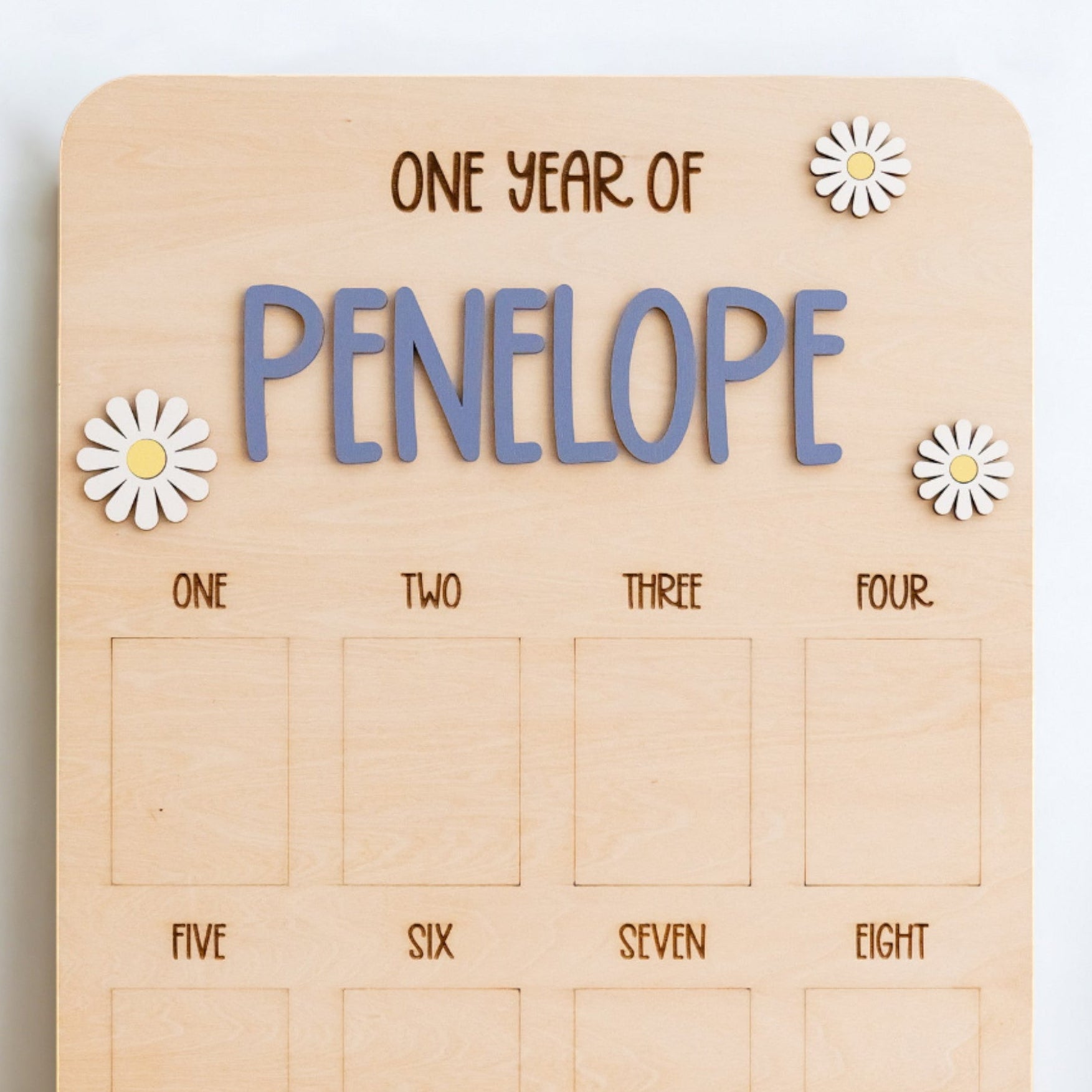 Personalized First Year Photo Board Natural Wood for Nursery Room Wall Decor G71
