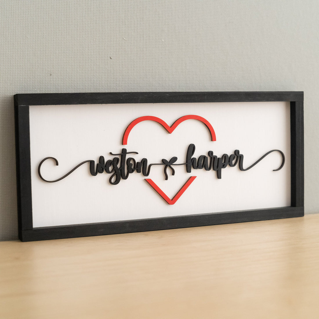 Personalized Couples Name Sign with Heart Wood Couple Love Decor and Rustic Wooden Couple Sign for Romantic Gift Y32