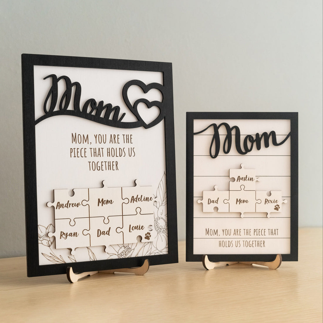 Personalized Wooden Puzzle Frame for Mom Meaningful Family Gift E63