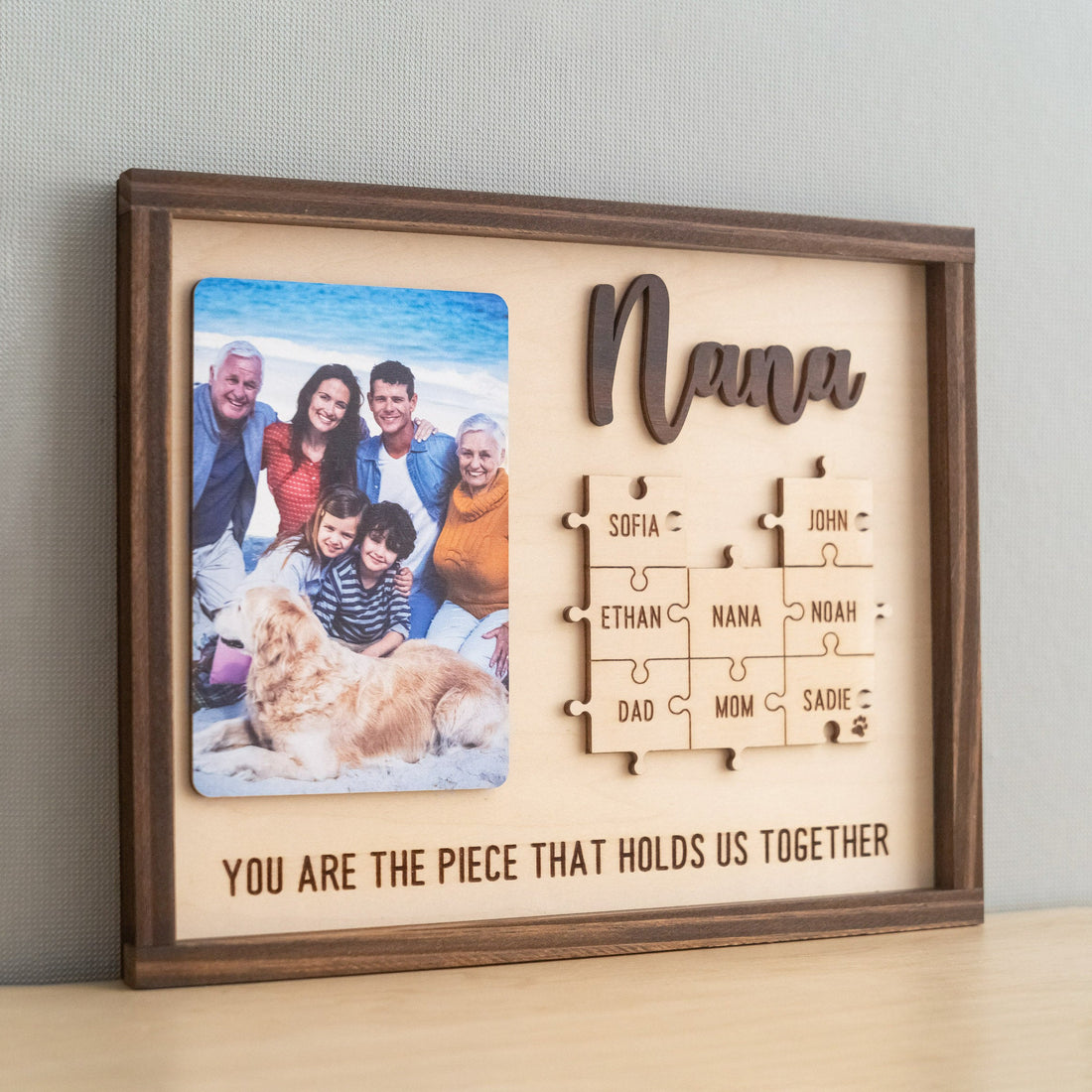 Wooden Puzzle Frame for Mom Gift for Mothers Day and Personalized Family Decor Y37