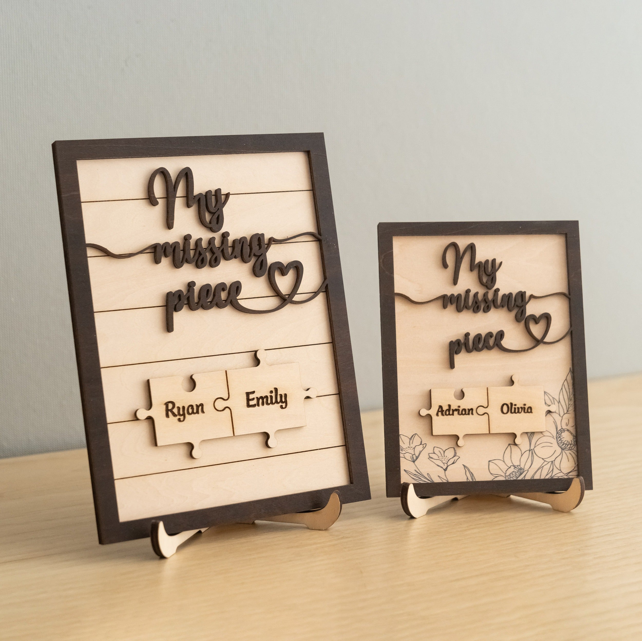 Custom Puzzle Piece Wooden Sign Wood Personalized Couple Gift and Wooden Puzzle Couple Sign E34