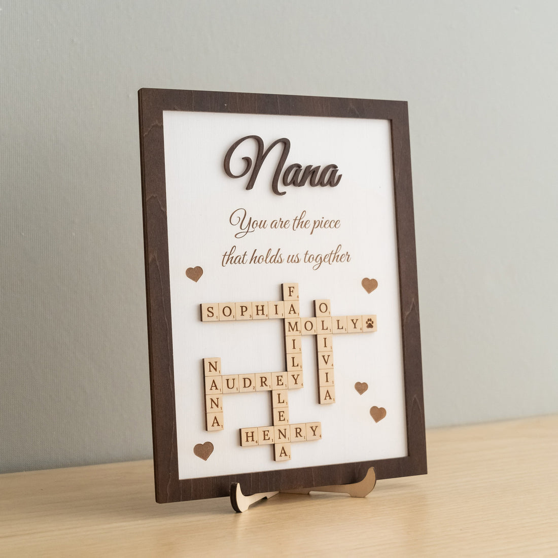 Personalized Wooden Scrabble Family Sign for Mothers Day Gift and Custom Family Name Sign Y43