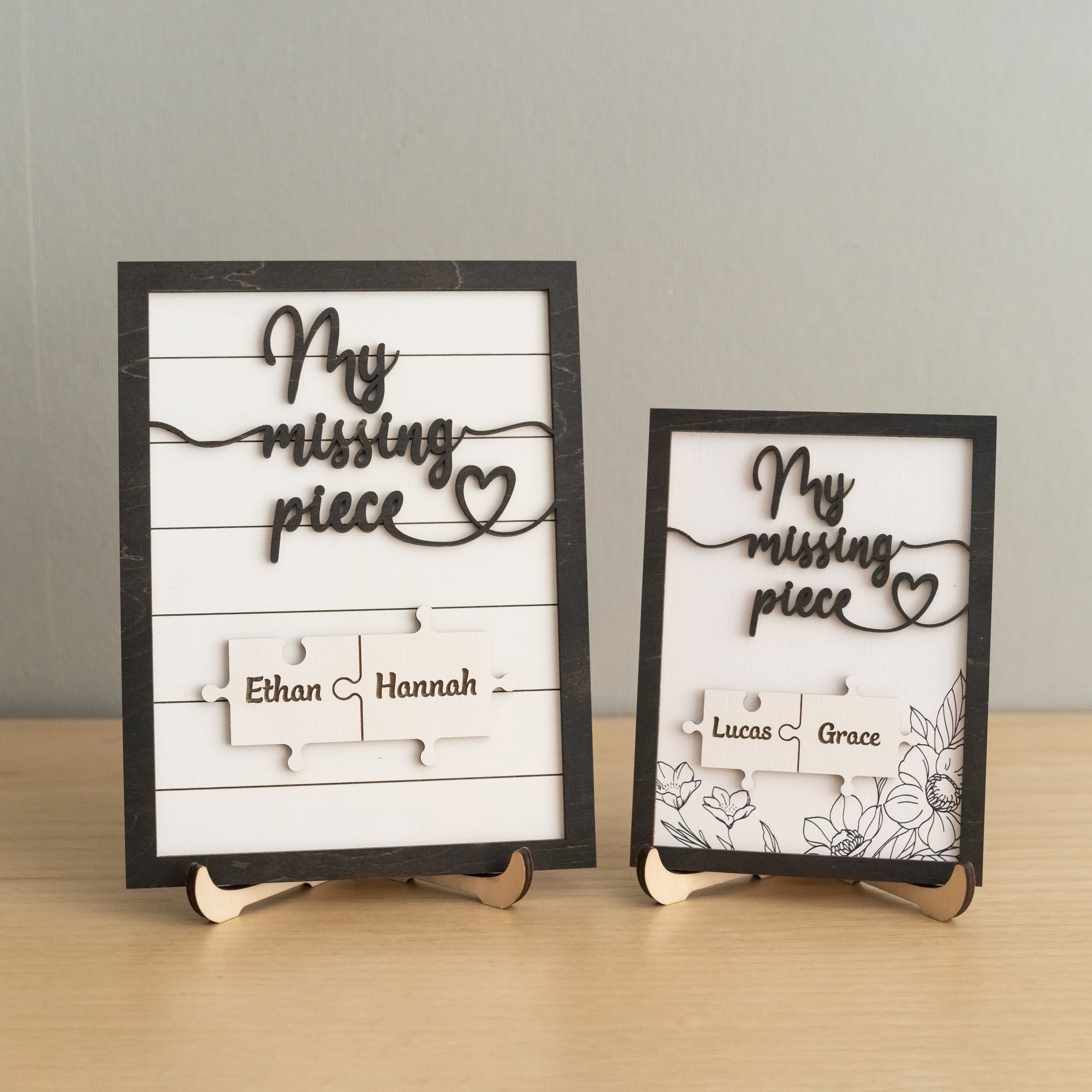Custom Puzzle Piece Wooden Sign Wood for Valentine Sign Couples E33
