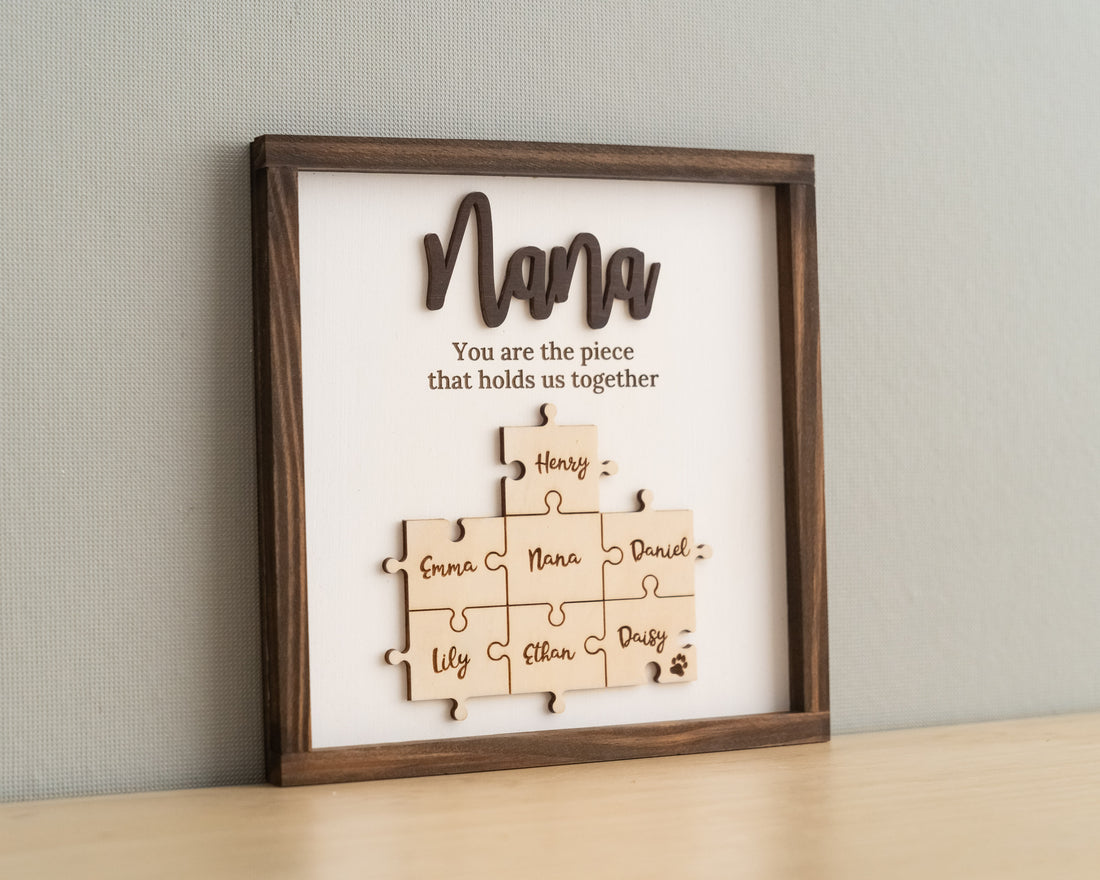 Personalized Wooden Puzzle Frame for Mom Wood for Family Gifts J29