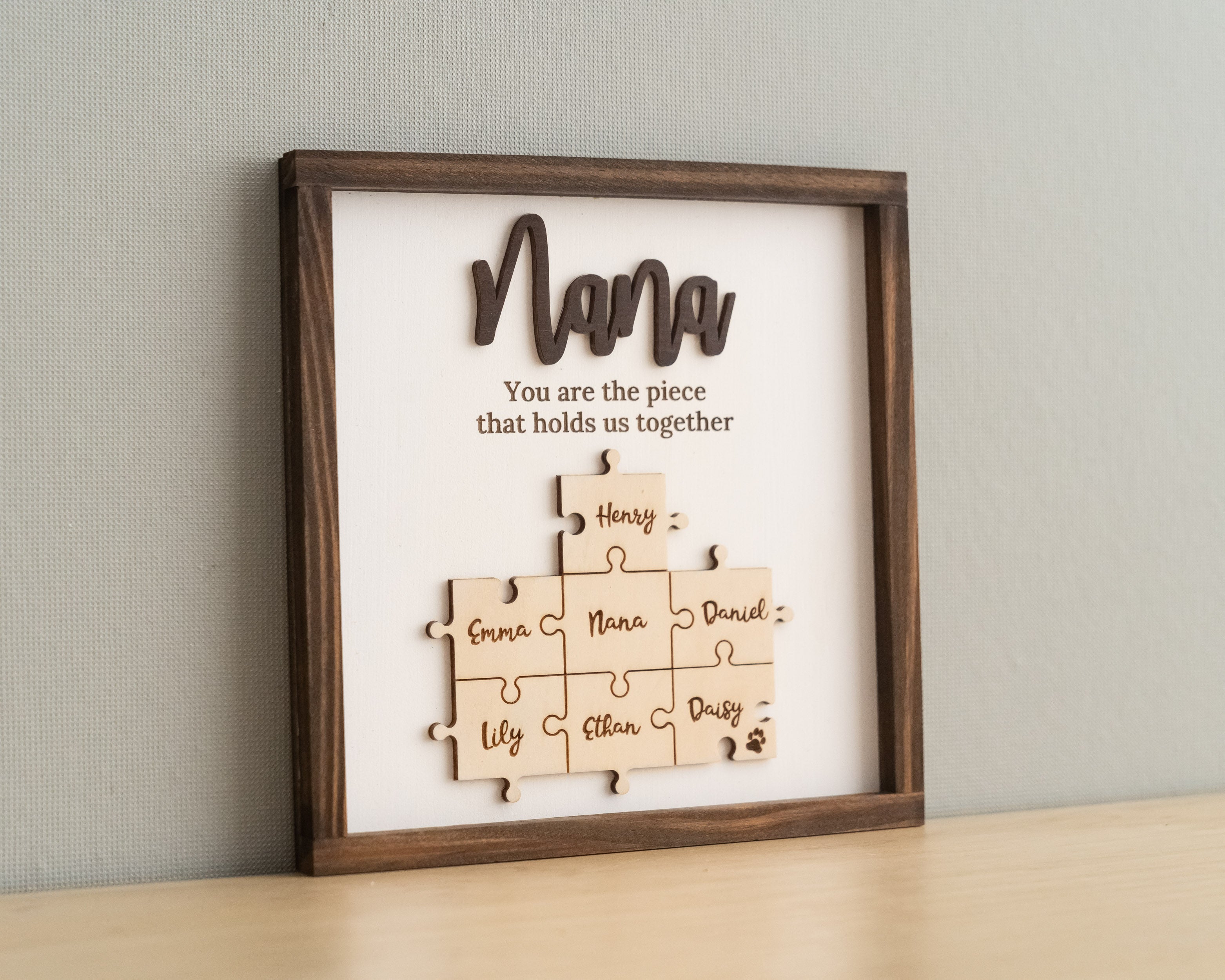 Personalized Wooden Puzzle Frame for Mom Wood for Family Gifts J29