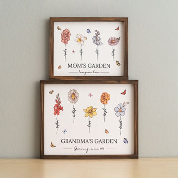Personalized Wooden Family Flower Garden Sign for Family Name Sign and Flower Decor E90