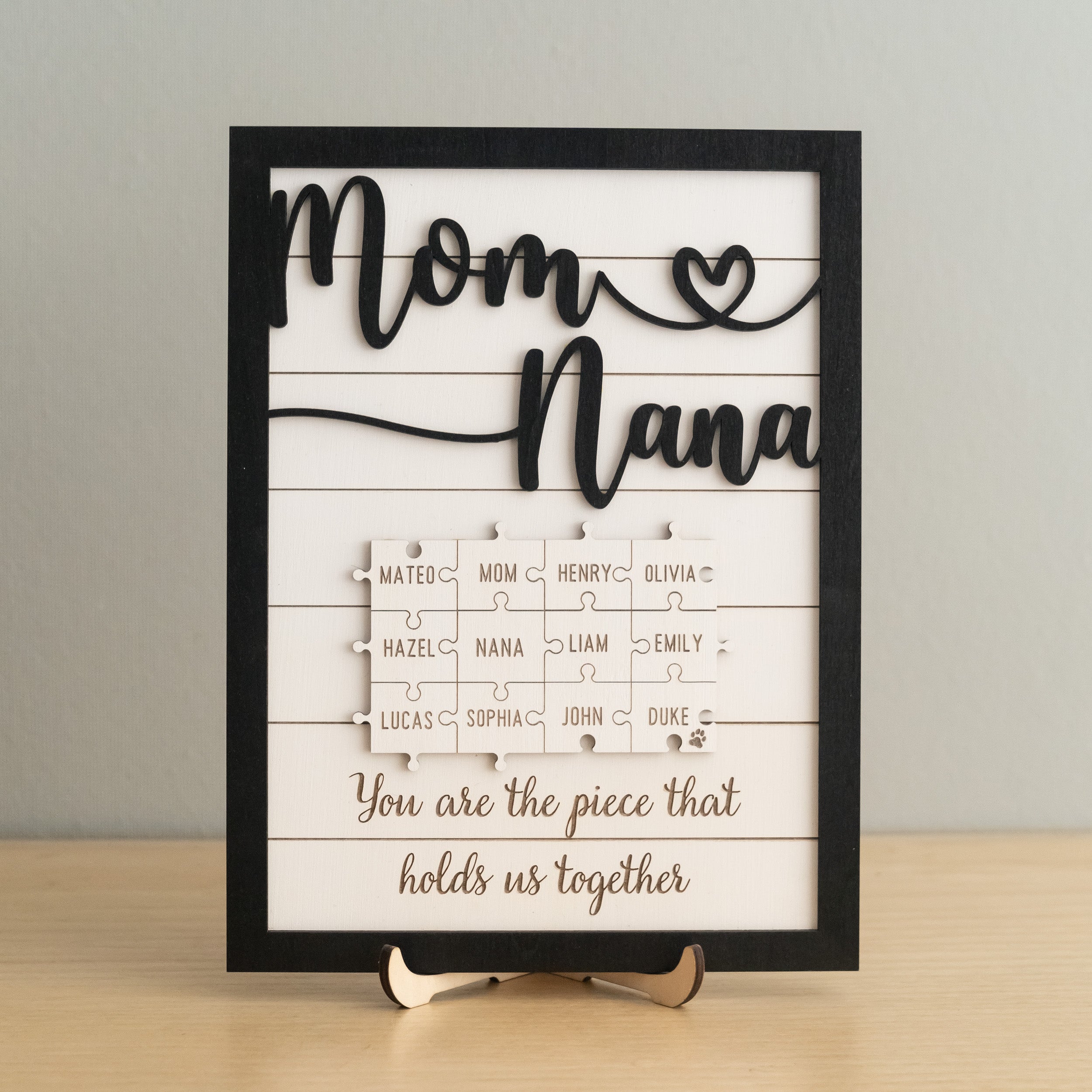 Personalized Wooden Puzzle Frame for Mom Wood Gift for Grandma and Personalized Puzzle Frame Y36