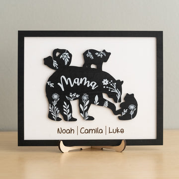 Mama Bear Family Wooden Sign Gift for Grandma and Family Decor Y42