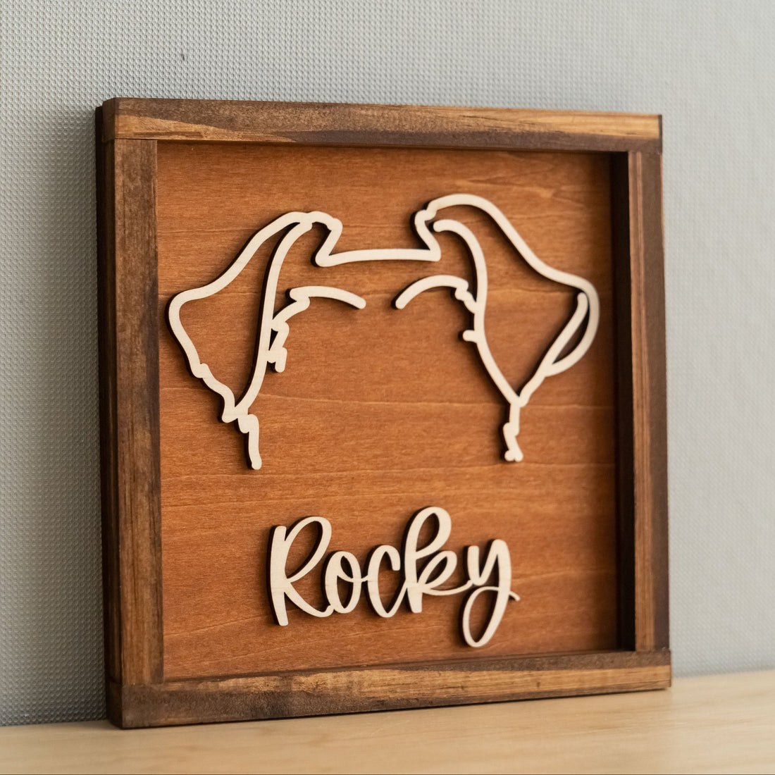 Dog Ear Framed Art Wood for Pet Memorial Decor and Silhouette Art J06