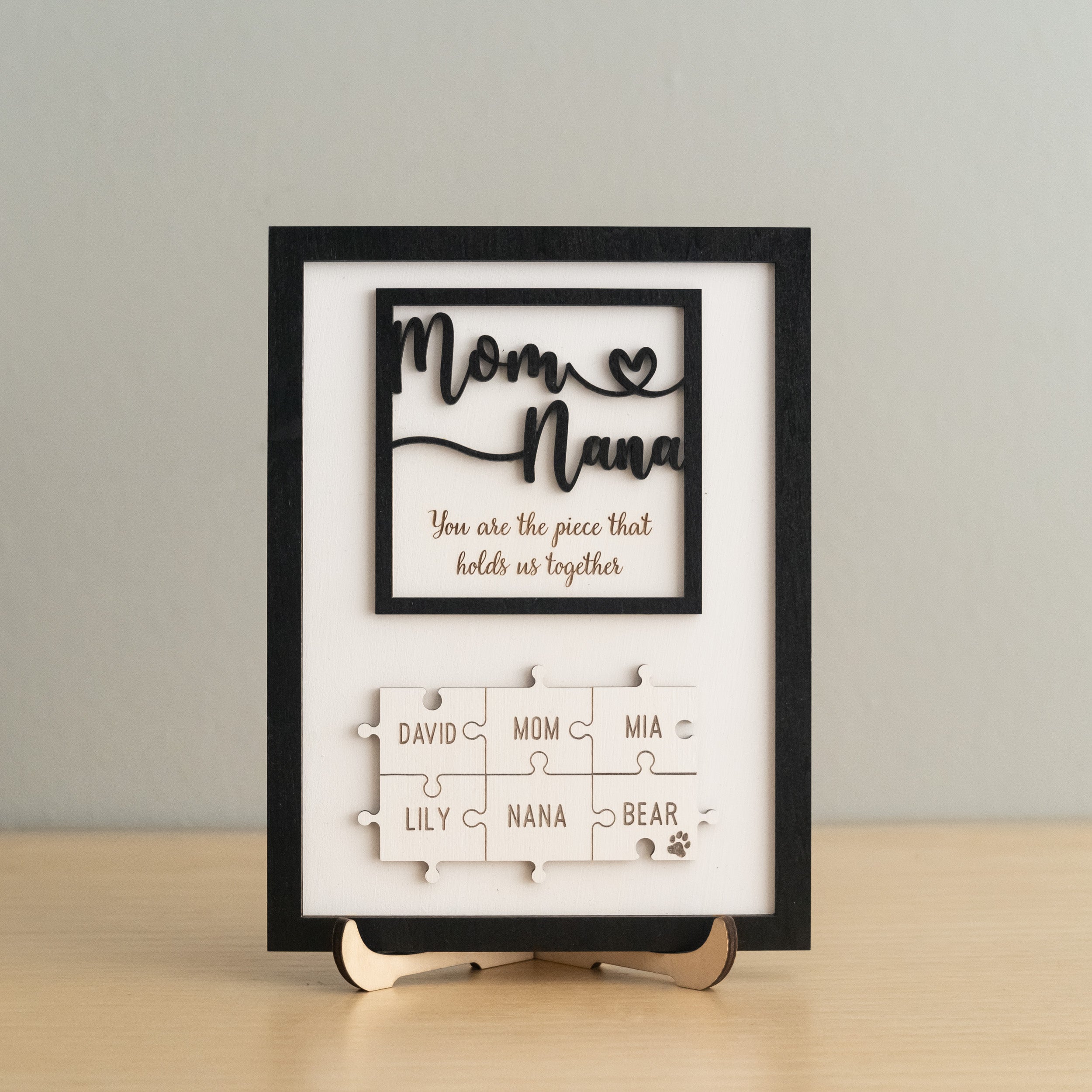 Personalized Wooden Puzzle Frame for Mom Wooden Decor Gift for Mom and Puzzle Piece Decor Y36