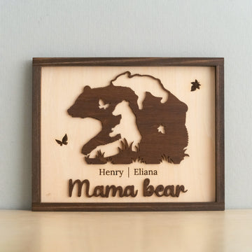 Mama Bear Family Wooden Sign for Personalized Family Decor Y39