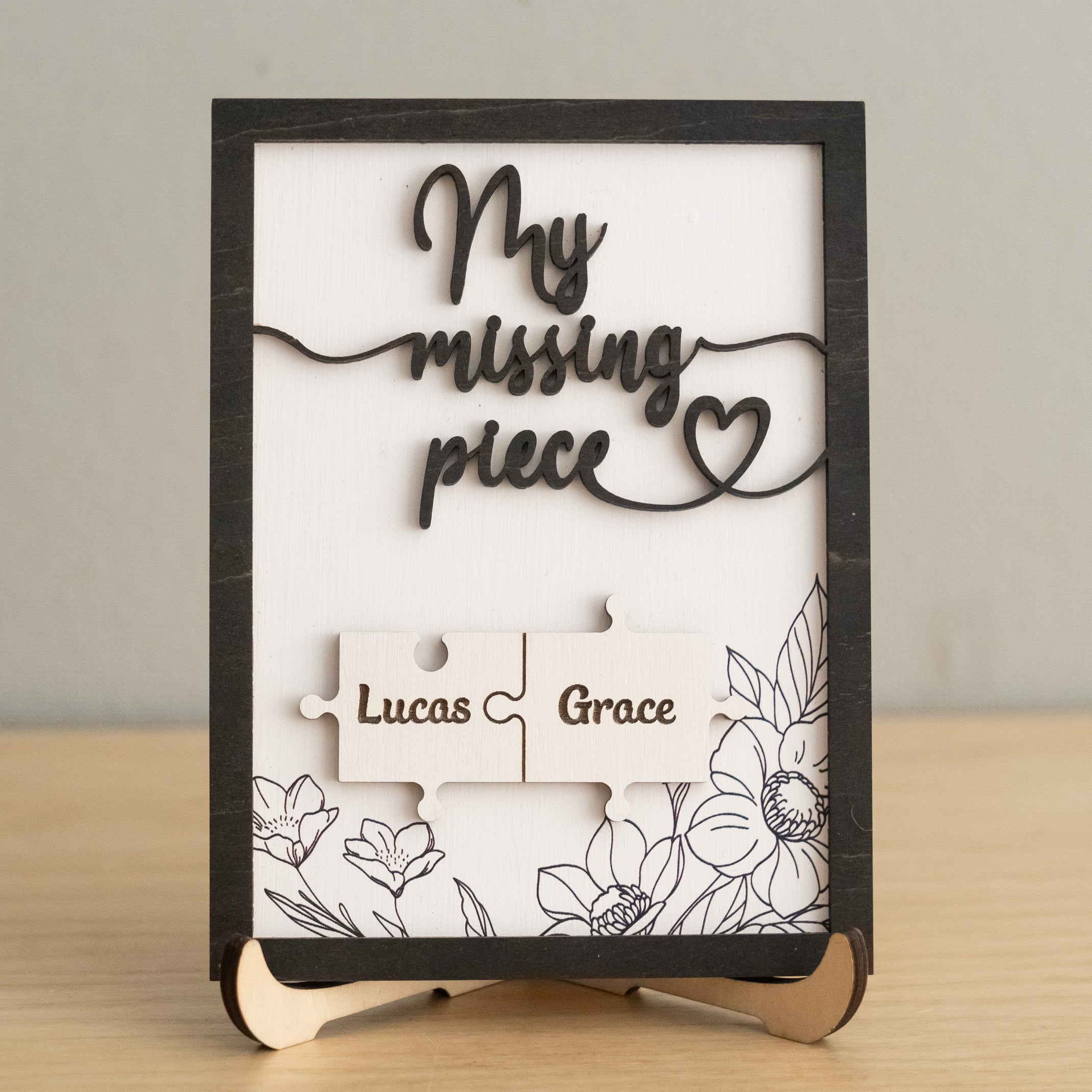 Custom Puzzle Piece Wooden Sign Wood for Couples Valentines Gifts E33