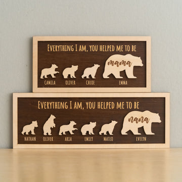 Mama Bear Family Wooden Sign gift for mom and wooden family decor Y38