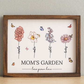 Personalized Wooden Family Flower Garden Sign for Family Wall Decor and Flower Gifts E90