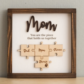 Personalized Wooden Puzzle Frame for Mom for Custom Gifts and Family Decor J29