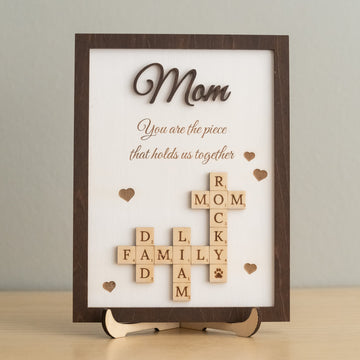 Personalized Wooden Scrabble Family Sign for Mothers Day Gift and Scrabble Family Sign Y43