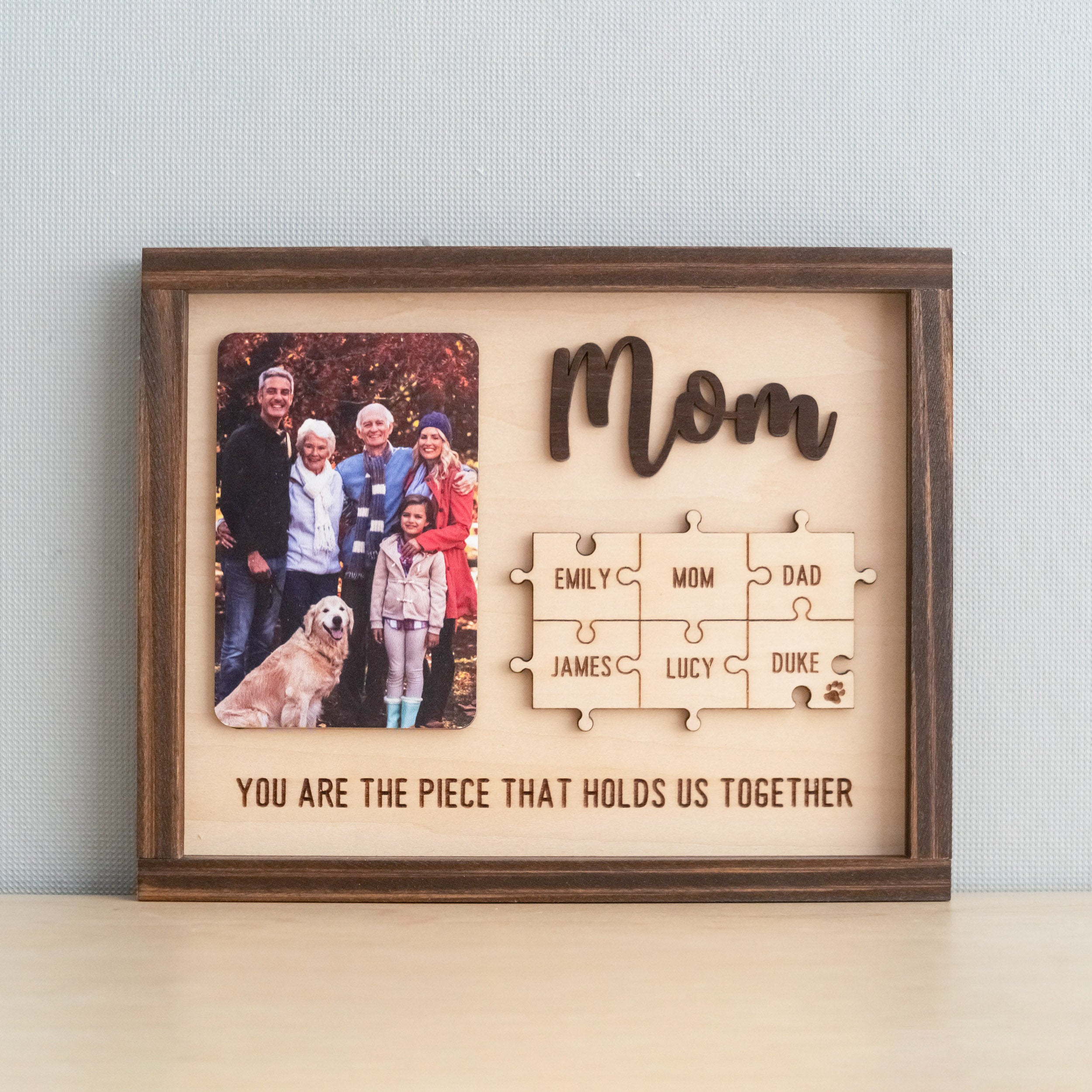 Custom Wooden Puzzle Frame for Mom Personalized Family Keepsake Gift Y37