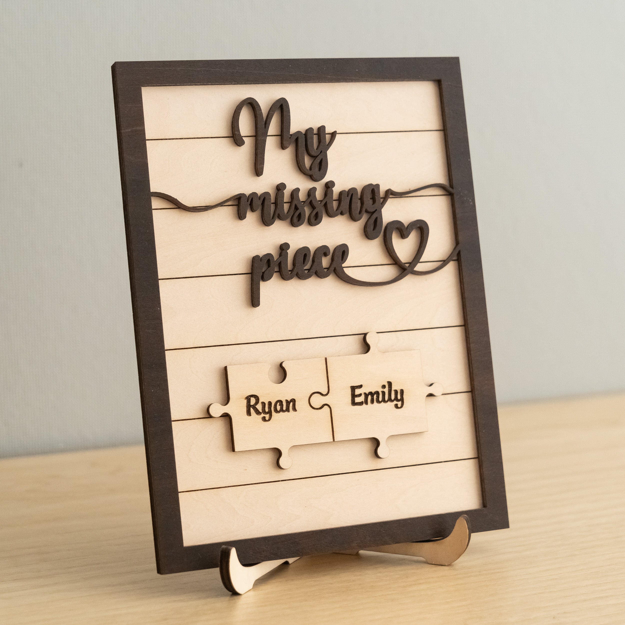 Custom Puzzle Piece Wooden Sign Wood Romantic Gift for Couples and Puzzle Piece Wooden Sign E34