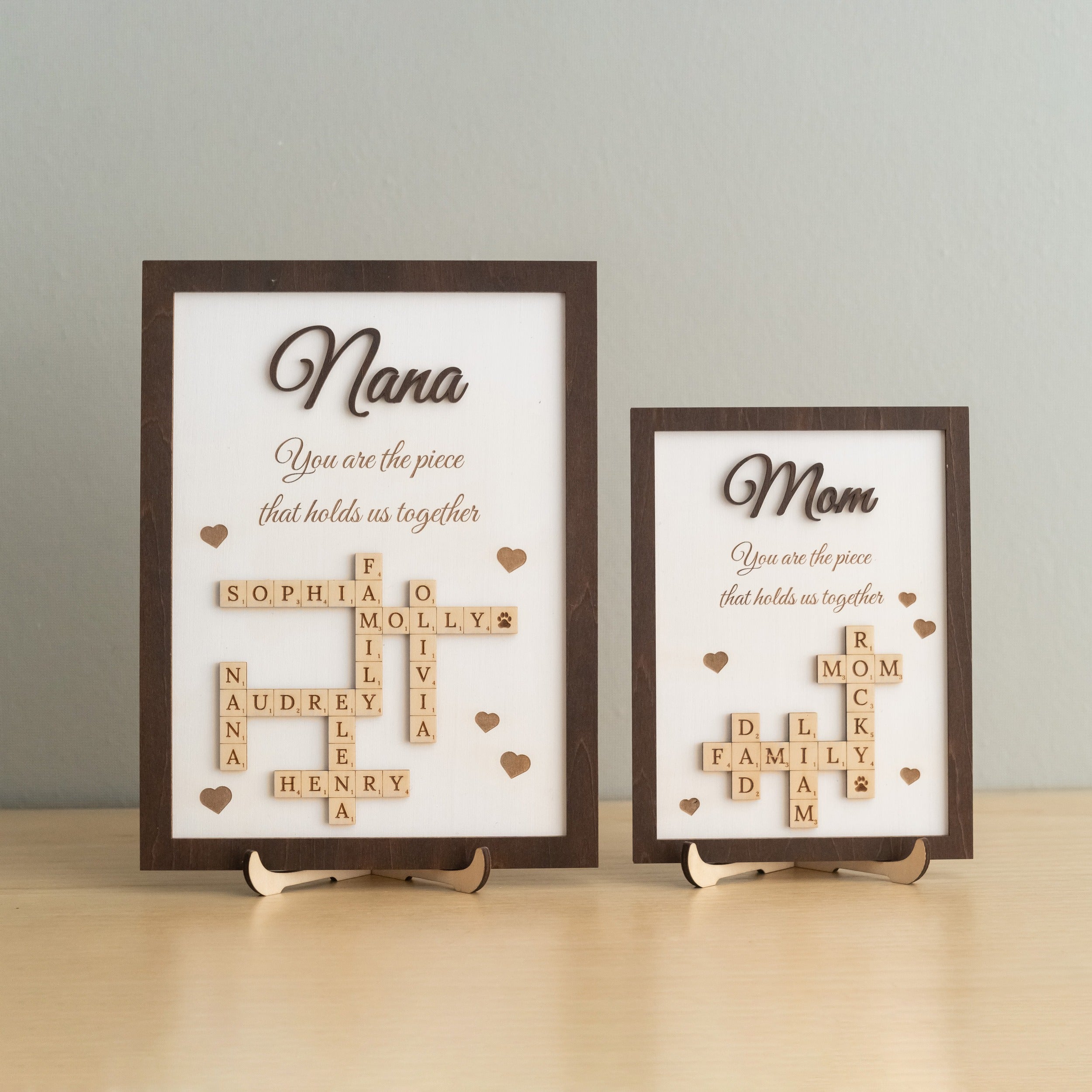 Personalized Wooden Scrabble Family Sign for Mothers Day Gift and Wooden Family Sign Y43