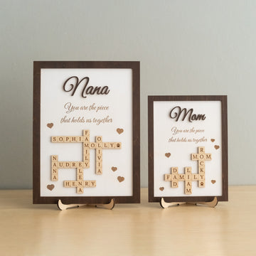 Personalized Wooden Scrabble Family Sign for Mothers Day Gift and Wooden Family Sign Y43