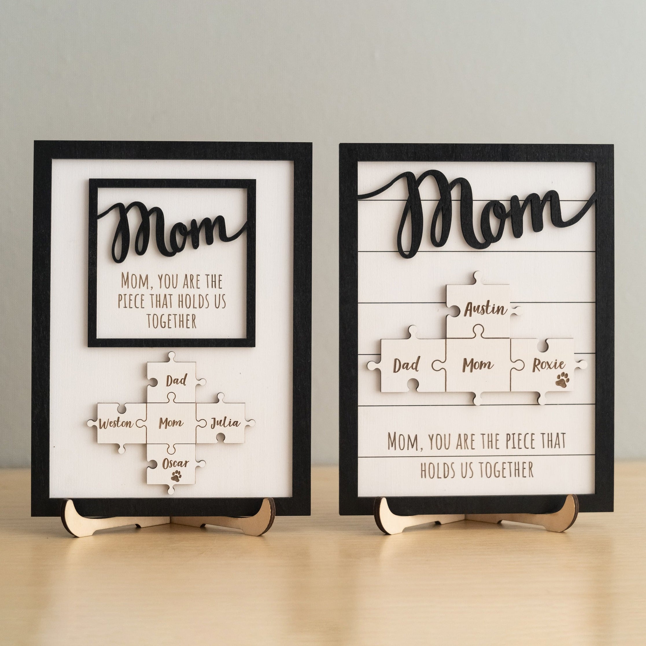 Personalized Wooden Puzzle Frame for Mom Custom Family Decor E63