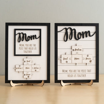 Personalized Wooden Puzzle Frame for Mom Custom Family Decor E63