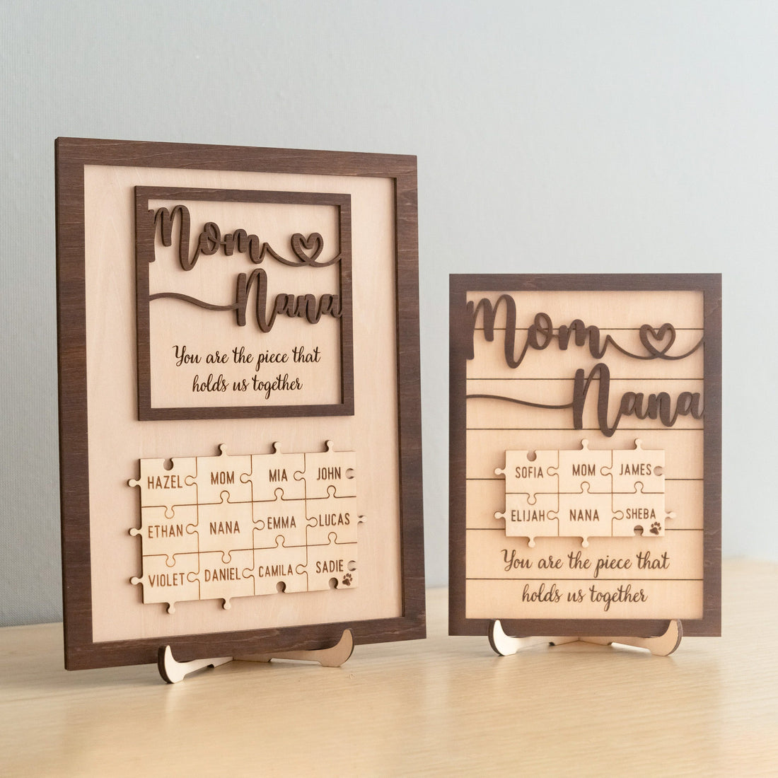 Personalized Wooden Puzzle Frame for Mom Gift for Mom and Family Puzzle Decor Y35