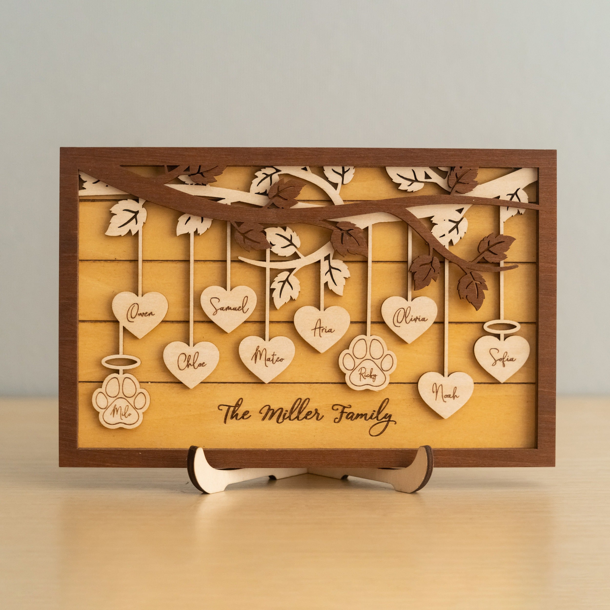 Family Tree Wooden Plaque Family Name Sign for Wooden Decor E25