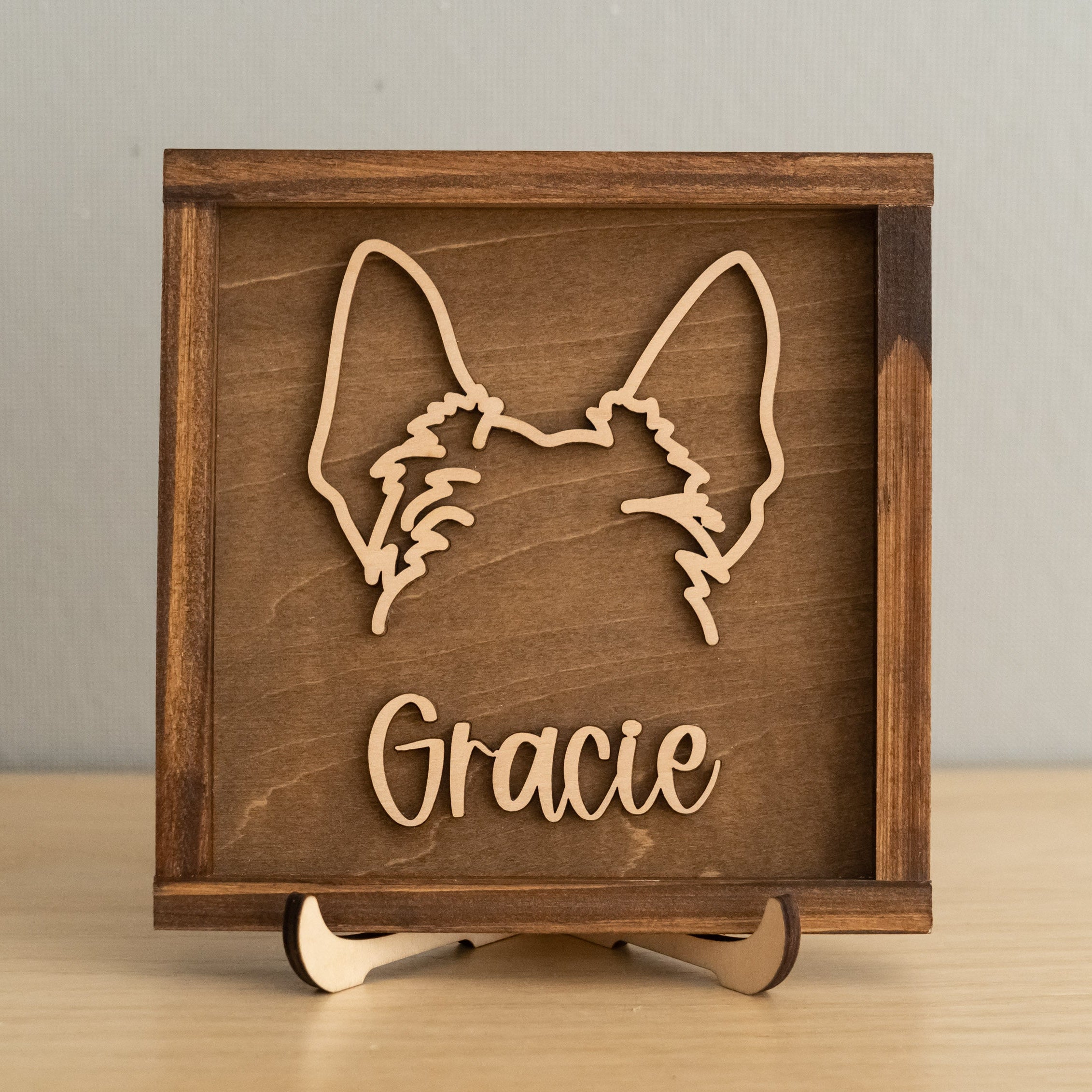 Personalized Dog Ear Framed Art Wood for Pet Memorial Decor J06