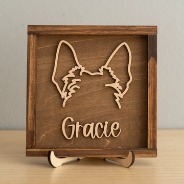 Personalized Dog Ear Framed Art Wood for Pet Memorial Decor J06