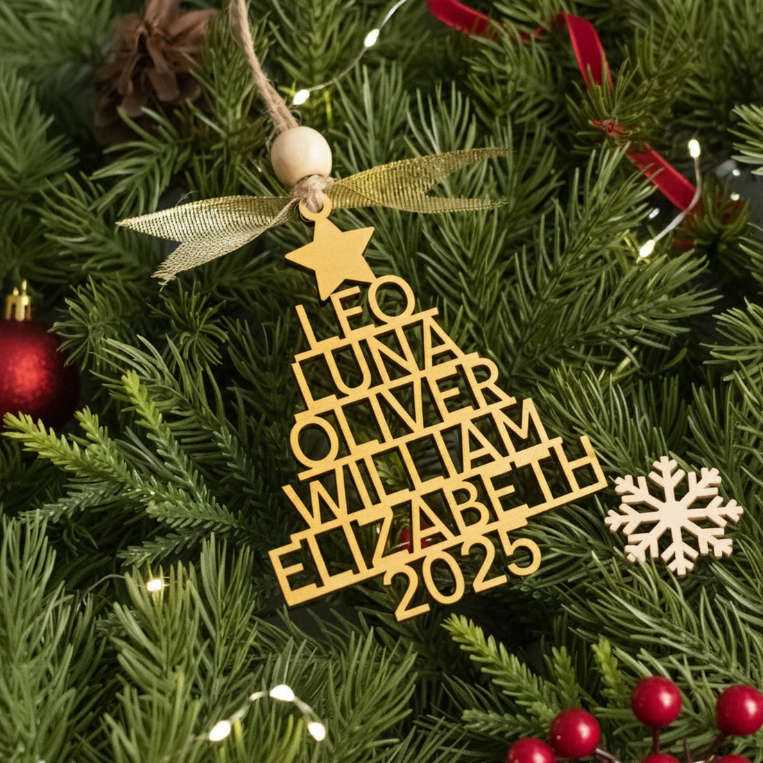 Wooden Christmas Tree Ornament Wood for Family Ornament Christmas Vertical O20