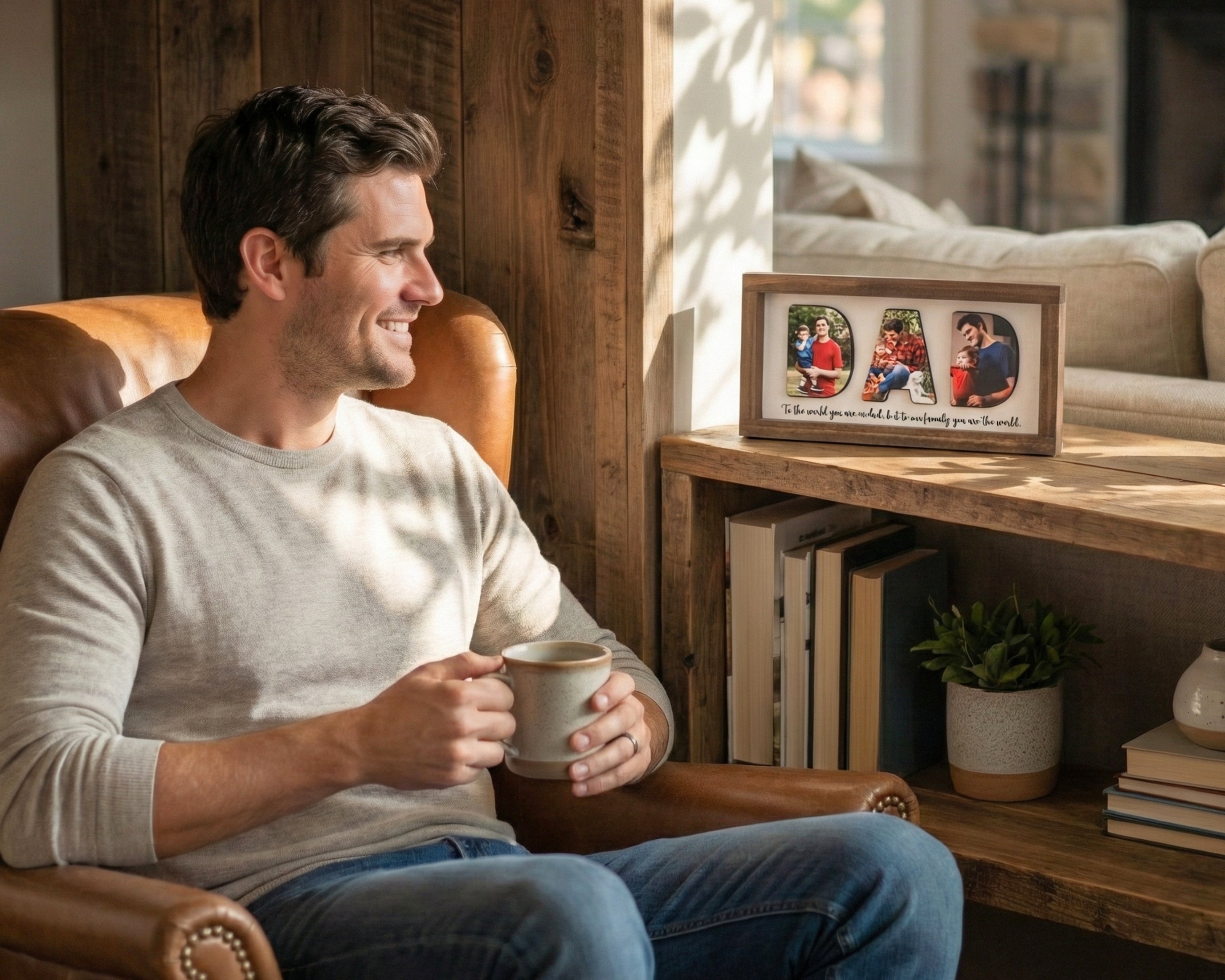 Personalized Photo Dad Wooden Frame for Father’s Day Gift Y77