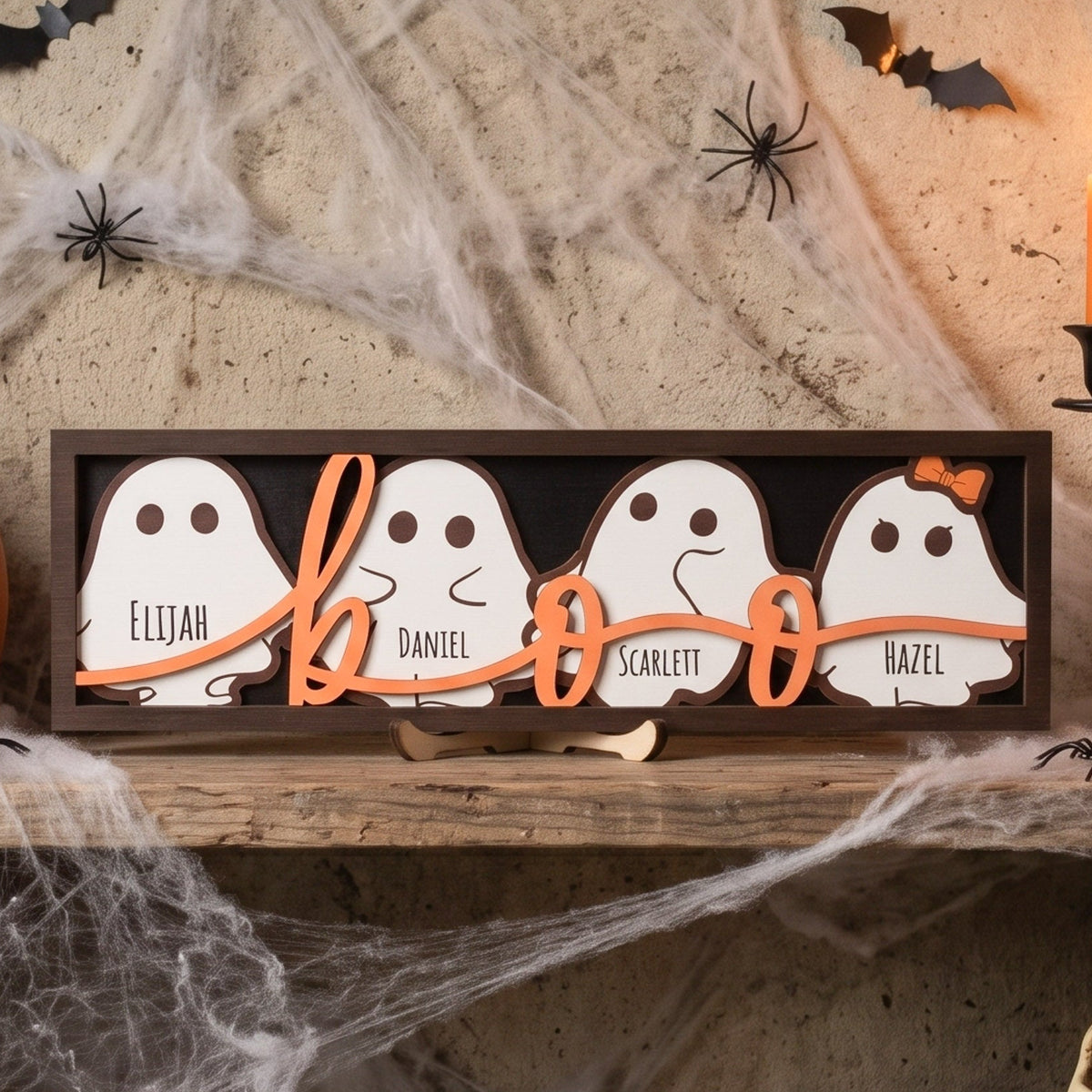 Personalized Ghost Family Name Sign Wood for Halloween Decor B37