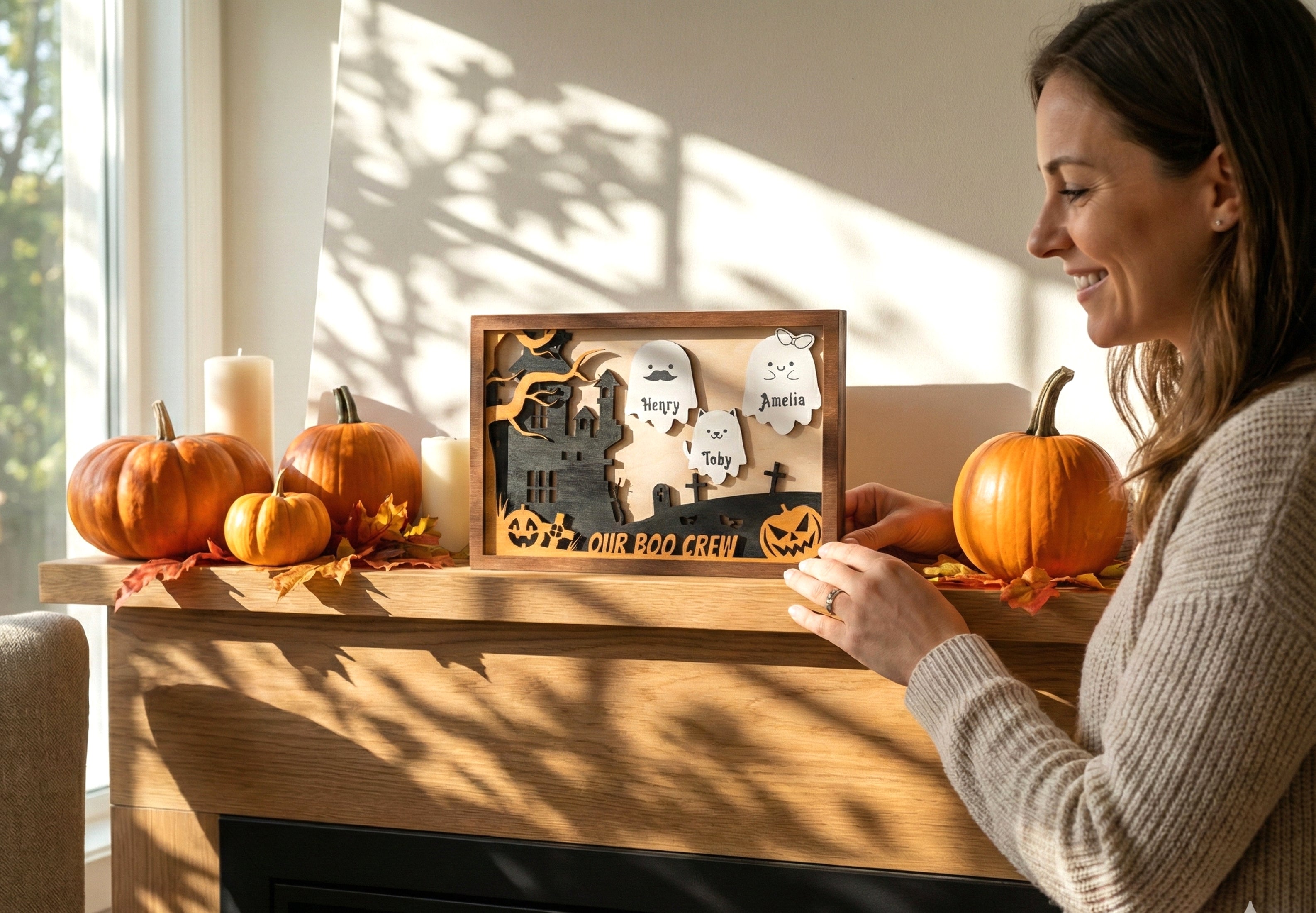 Personalized Wooden Halloween Decor for Table Party R31