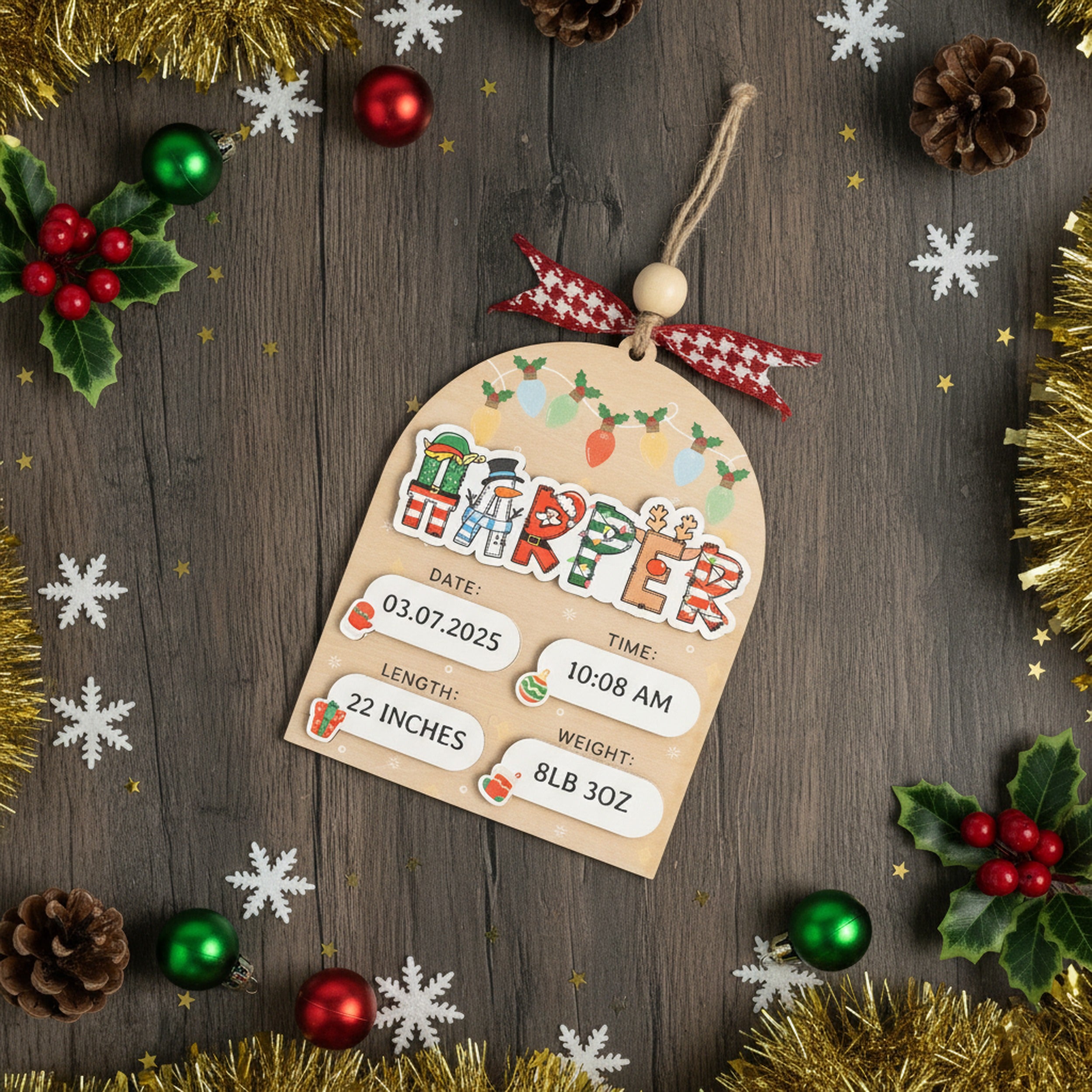 Personalized Baby’s First Christmas Ornament Wood for Baby Christmas Ornament D45