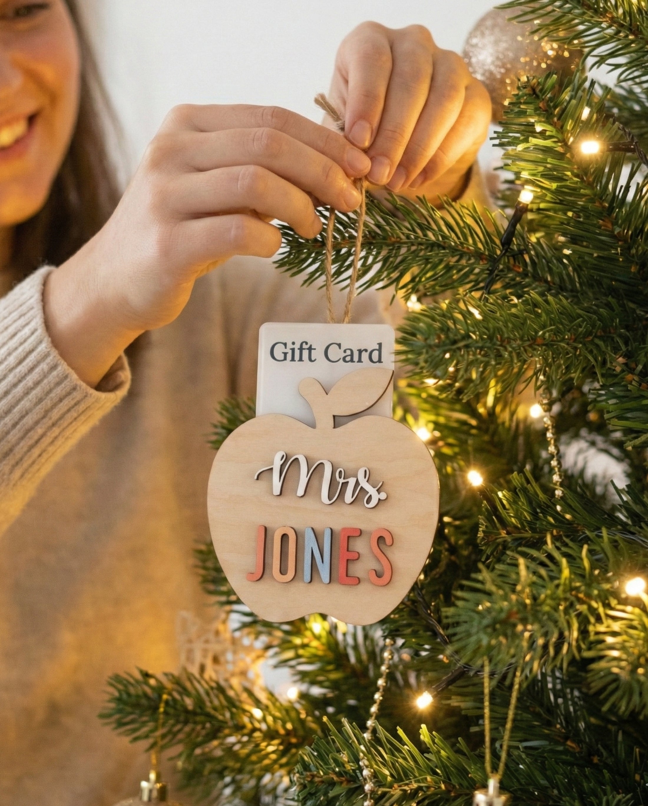 Teacher Gift Card Holder Ornament Wood for Teacher Gifts Y18