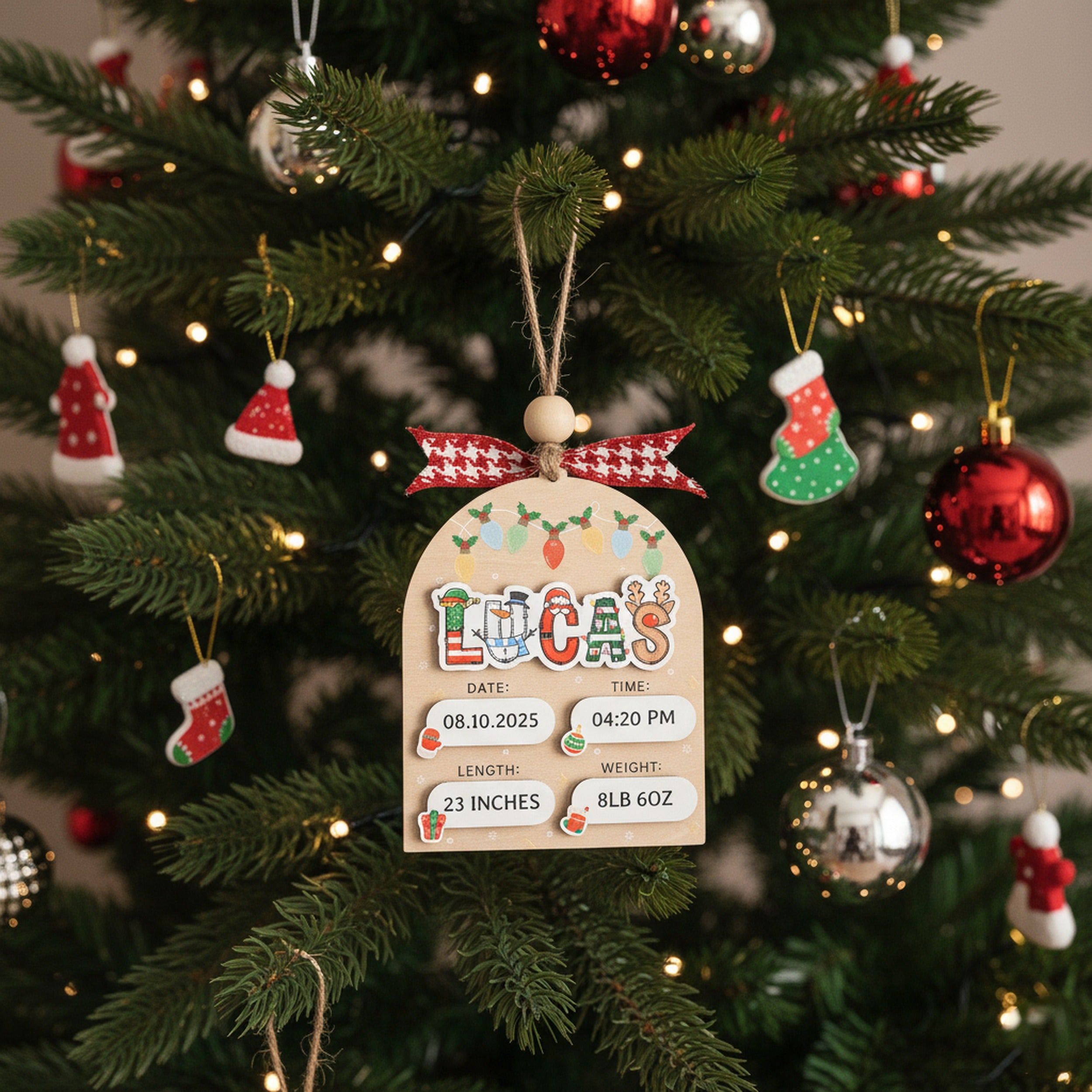 Personalized Baby’s First Christmas Ornament Wood for Baby Christmas Ornament D45