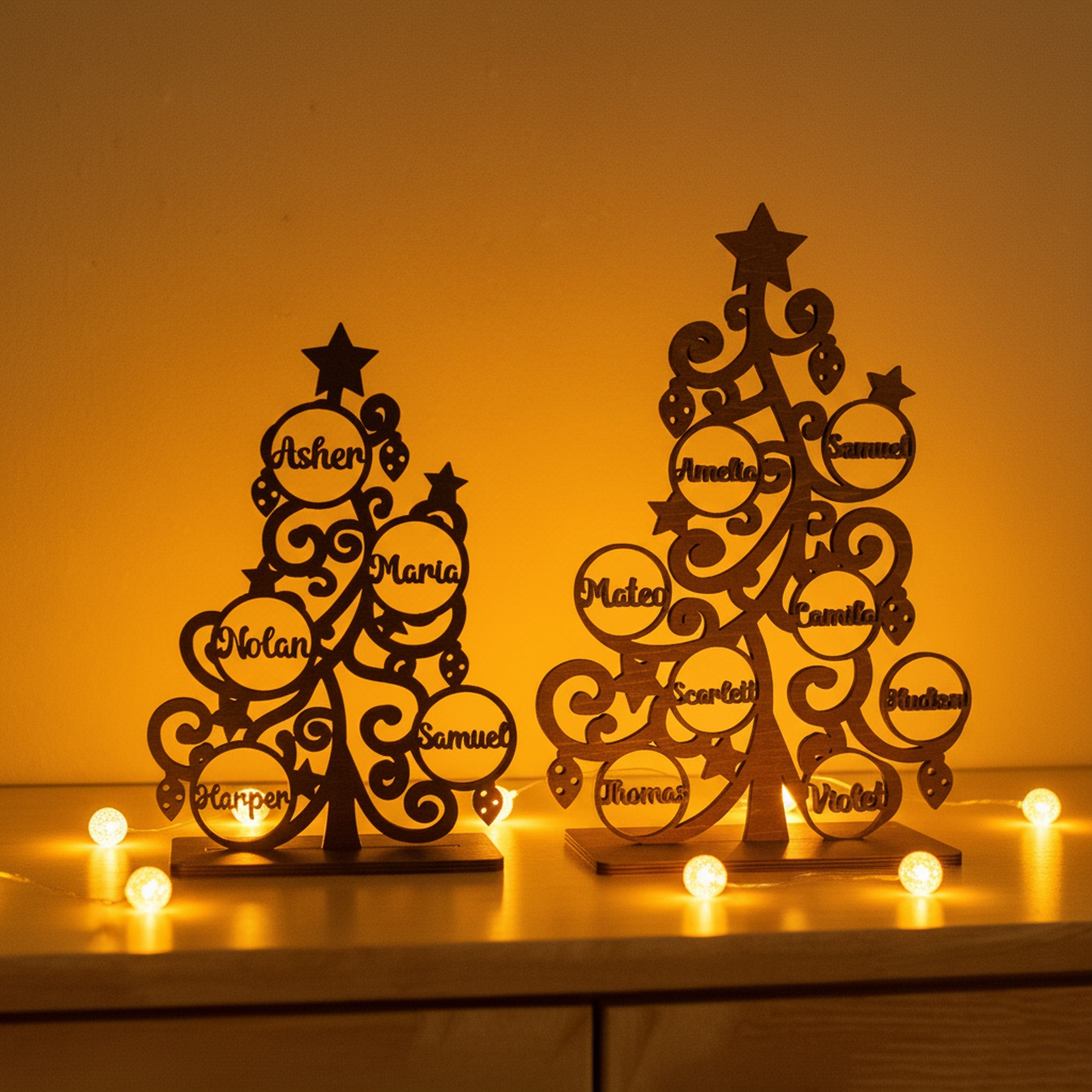 Personalized Wooden Christmas Tree Decor for Christmas Table Decor D43