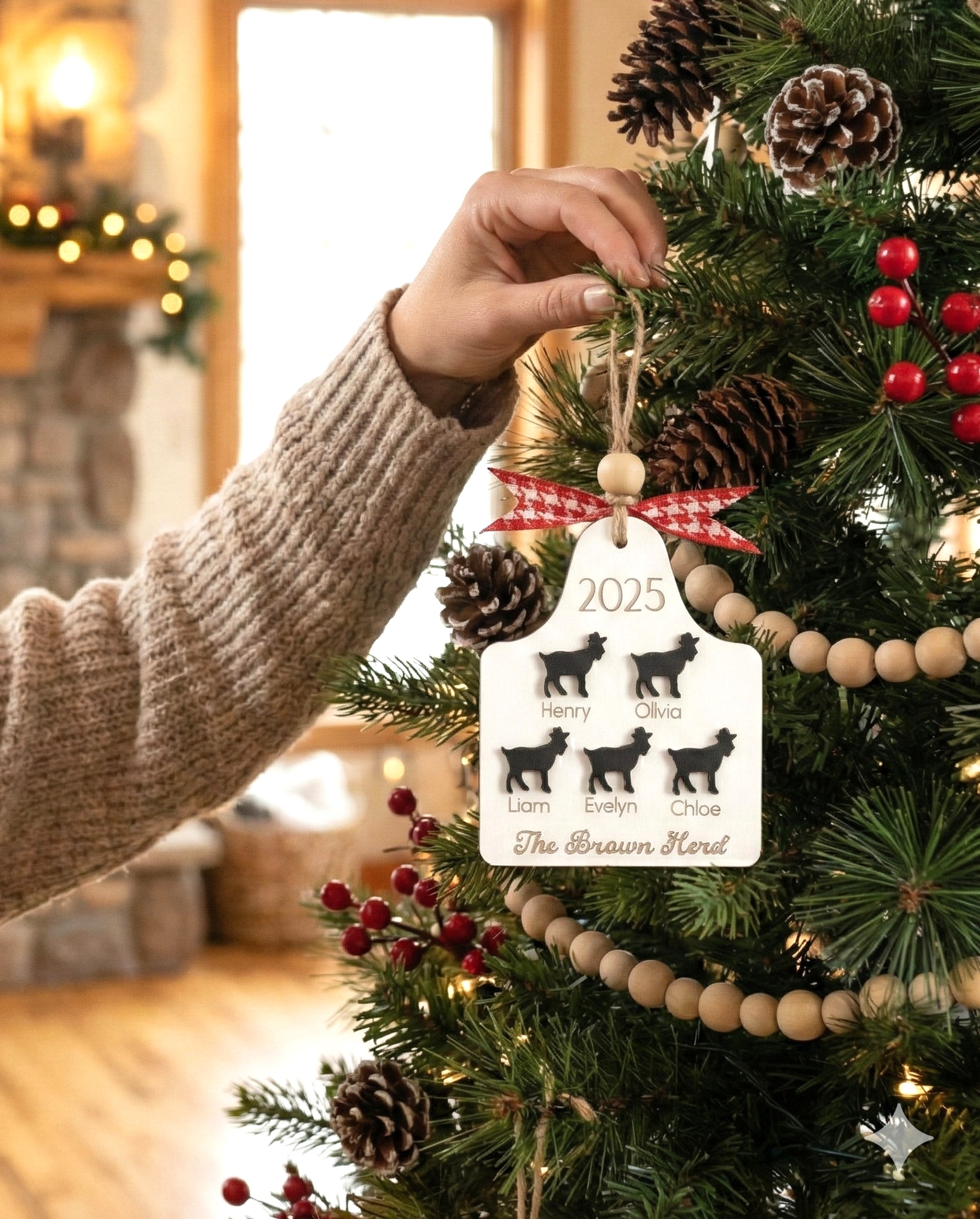 Personalized Family Herd Christmas Ornament Wood Christmas Ornaments for Rustic Holiday Decor O14