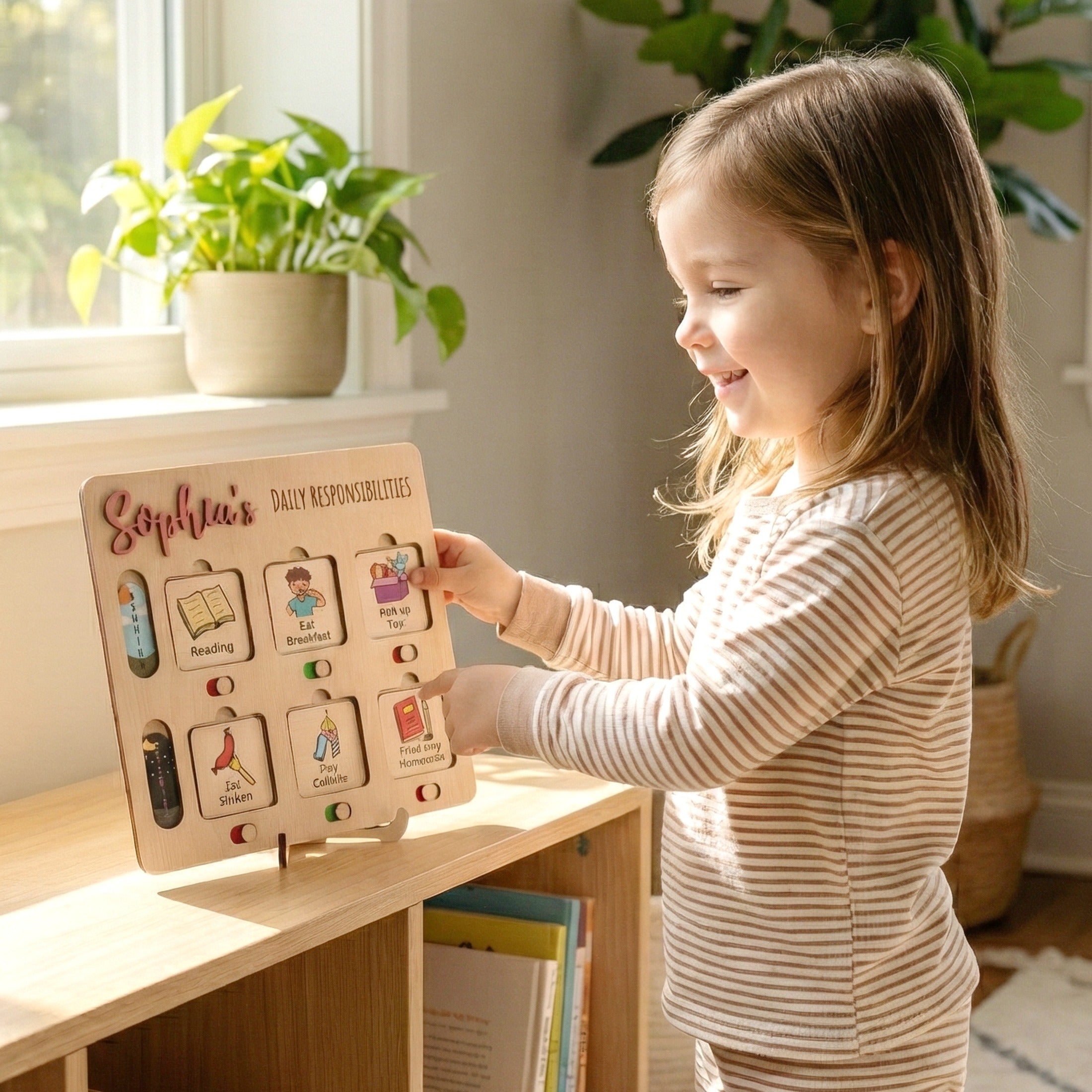 Personalized Wooden Chore Chart For Kids Wood Board Y95