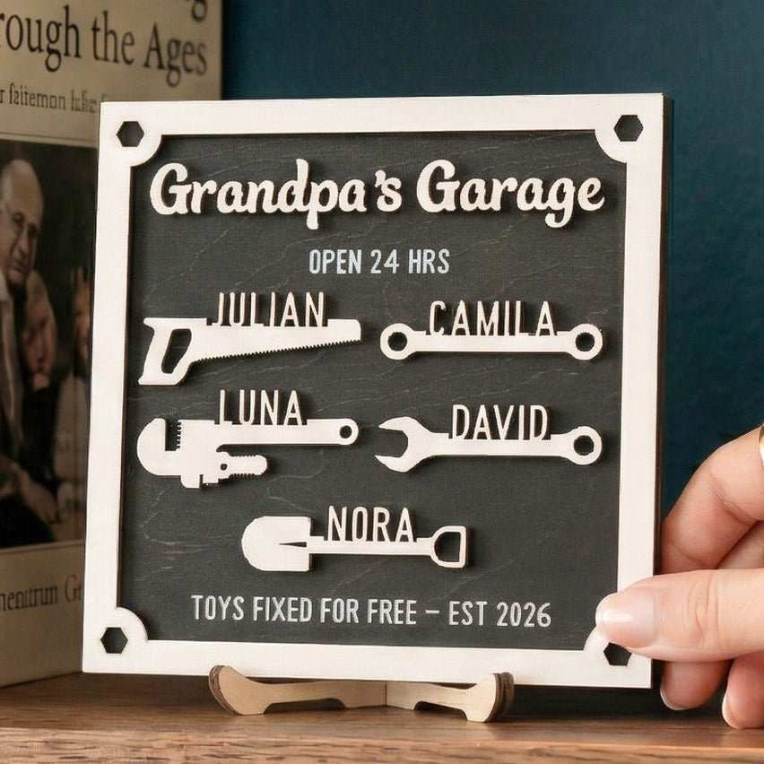 Personalized Grandpa Garage Wood Sign Unique Grandpa Gift Decor D70
