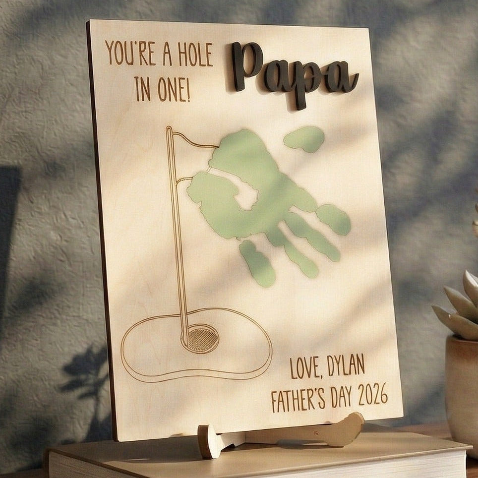 Papa Handprint Keepsake Wood Sign Gift for Dad Rustic Decor D66
