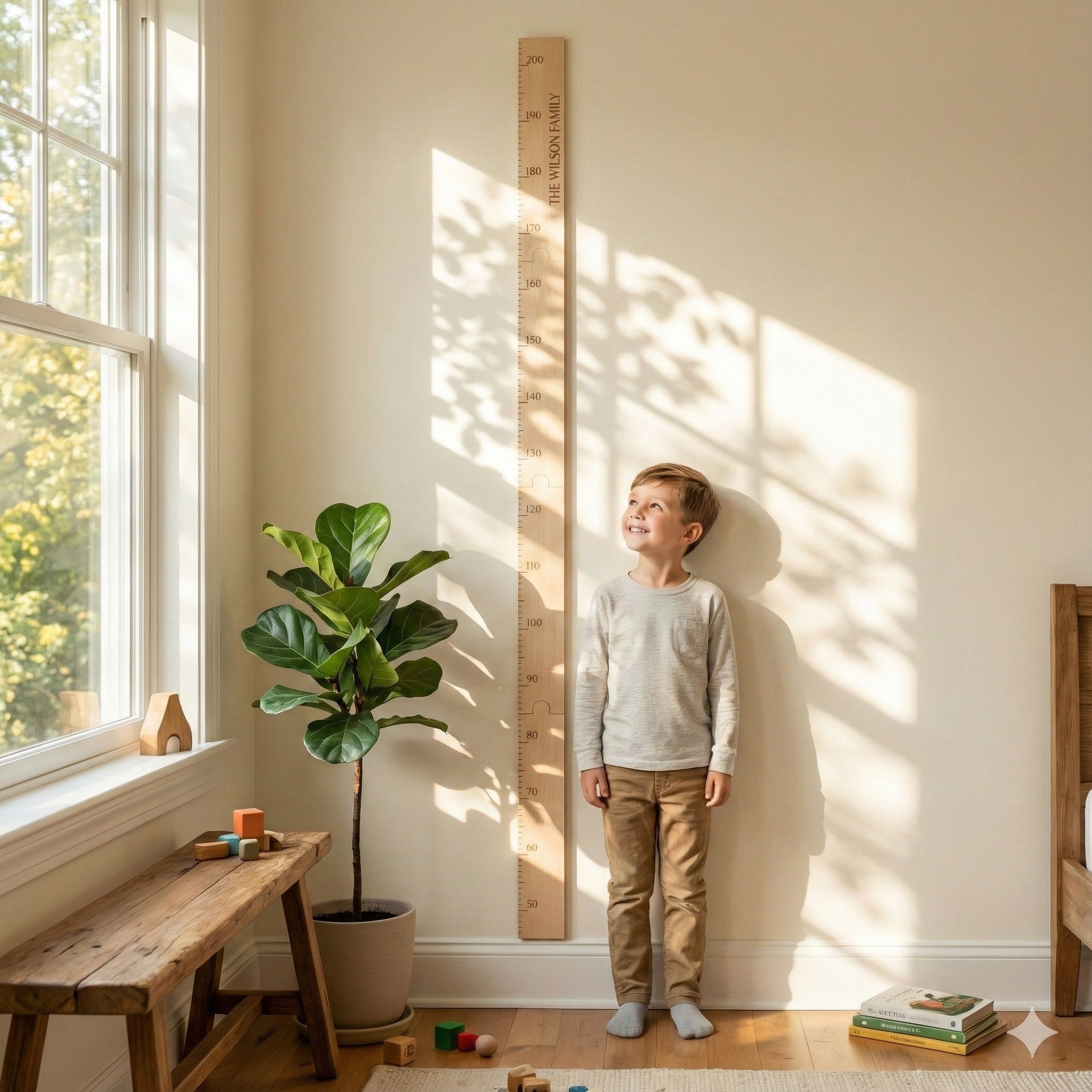 Personalized Wooden Growth Chart Ruler for Kids and Wall Decor Y72
