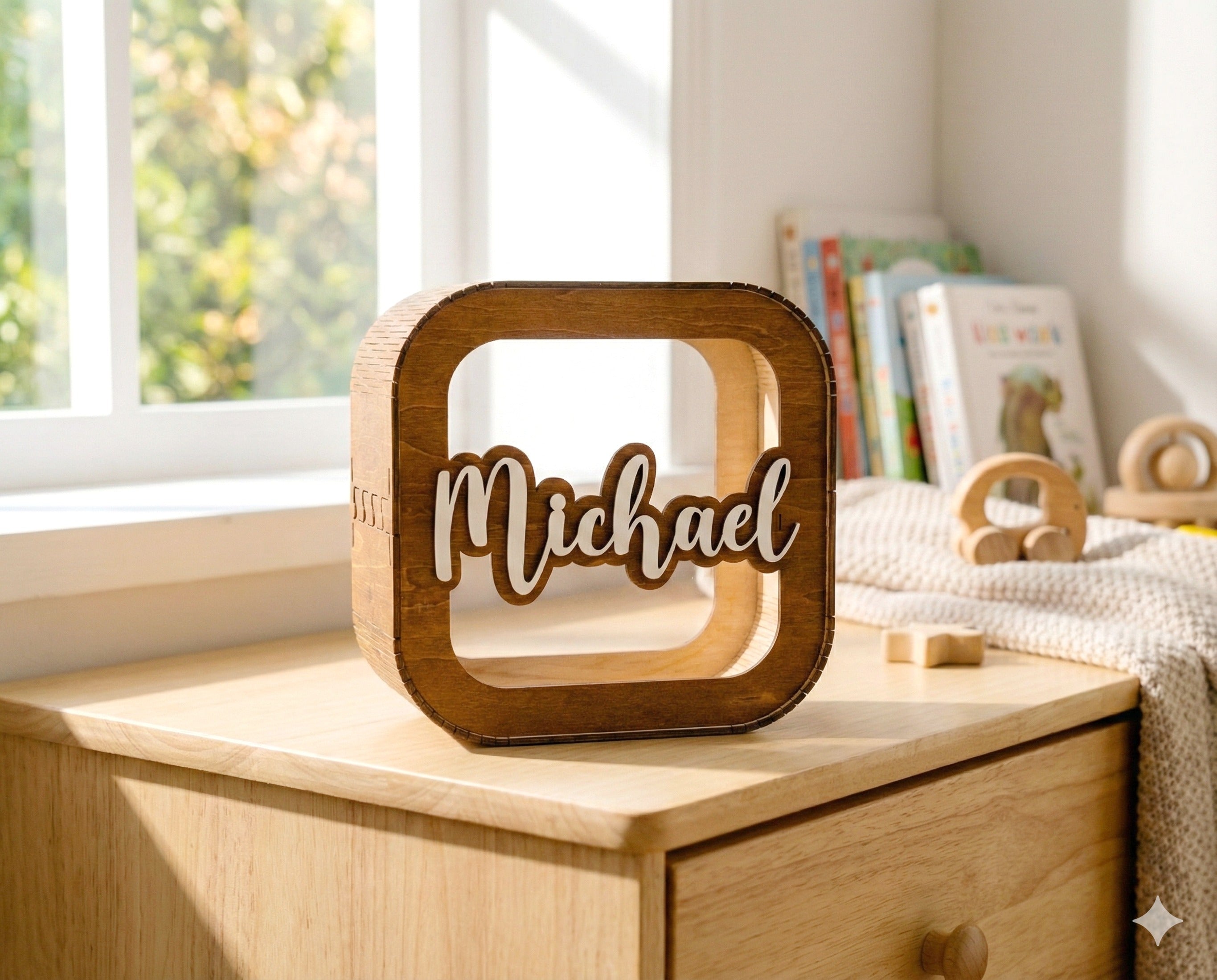 Personalized Wooden Piggy Bank Wood Acrylic for Kids Money Bank Y21