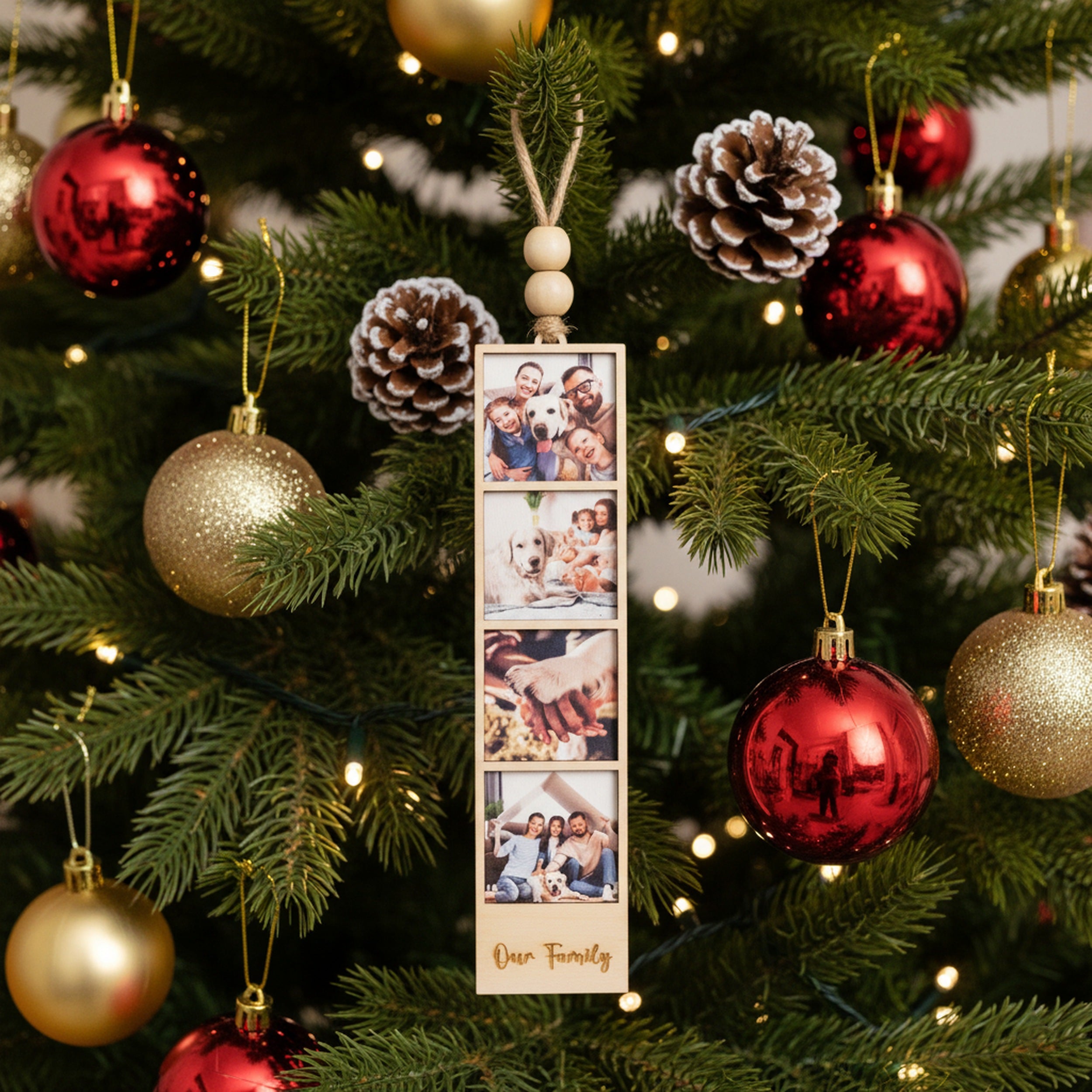 Wooden Personalized Photo Family Ornament for Photo Christmas Ornament and Wooden Picture Ornament R47