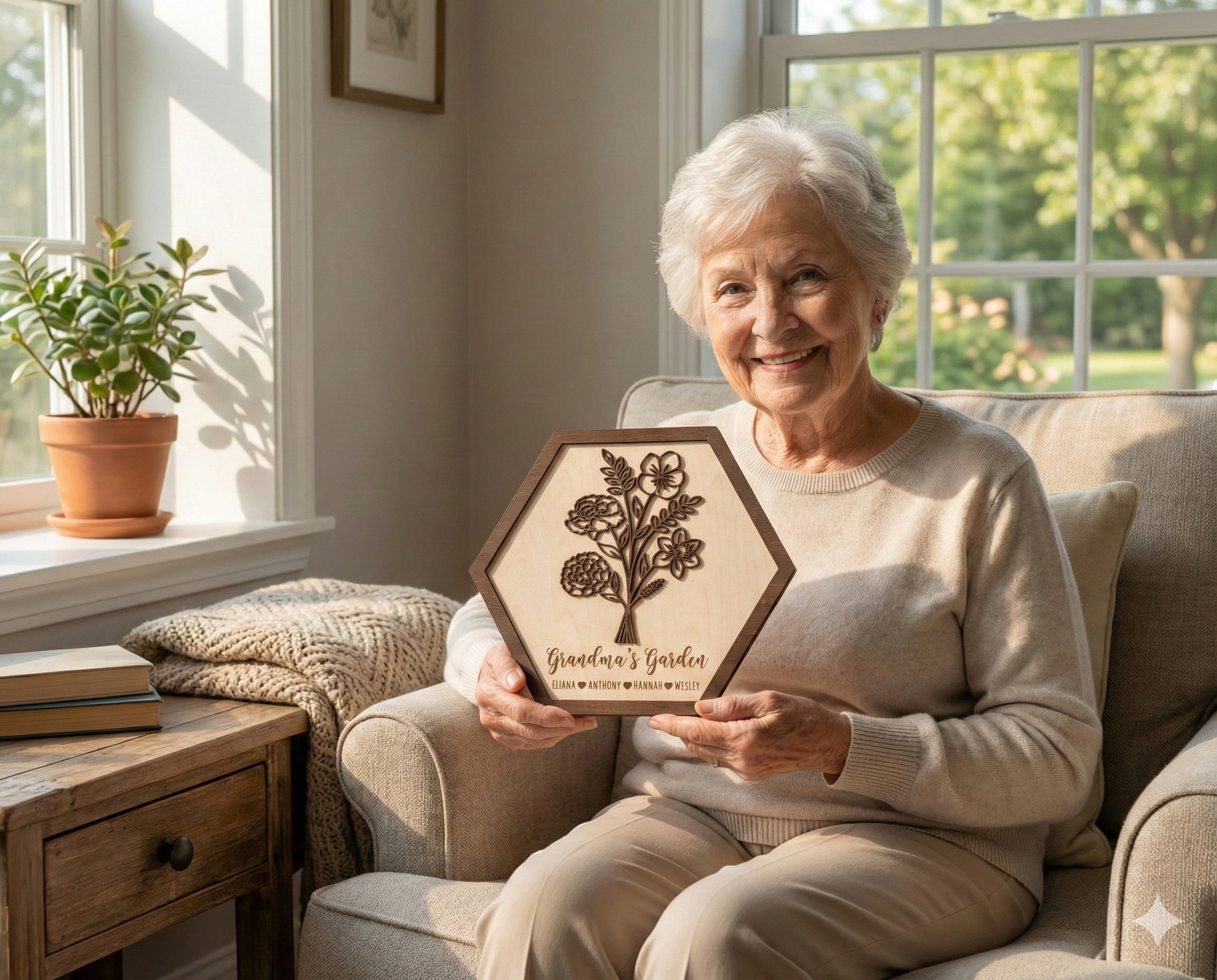 Personalized Wooden Family Garden Sign and Gift for Mom J34