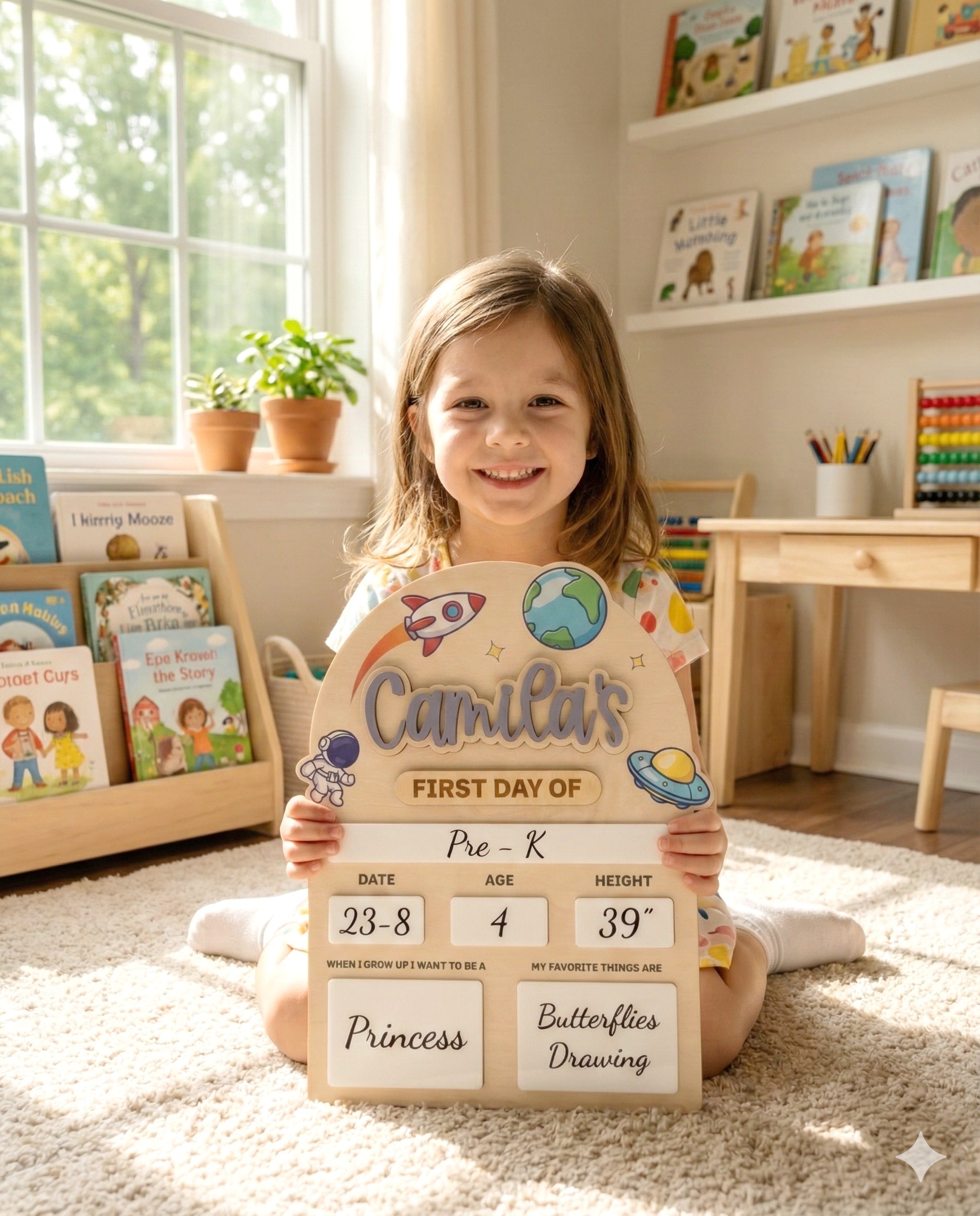 Personalized First Day of School Sign Wood for Back to School Photos Y91
