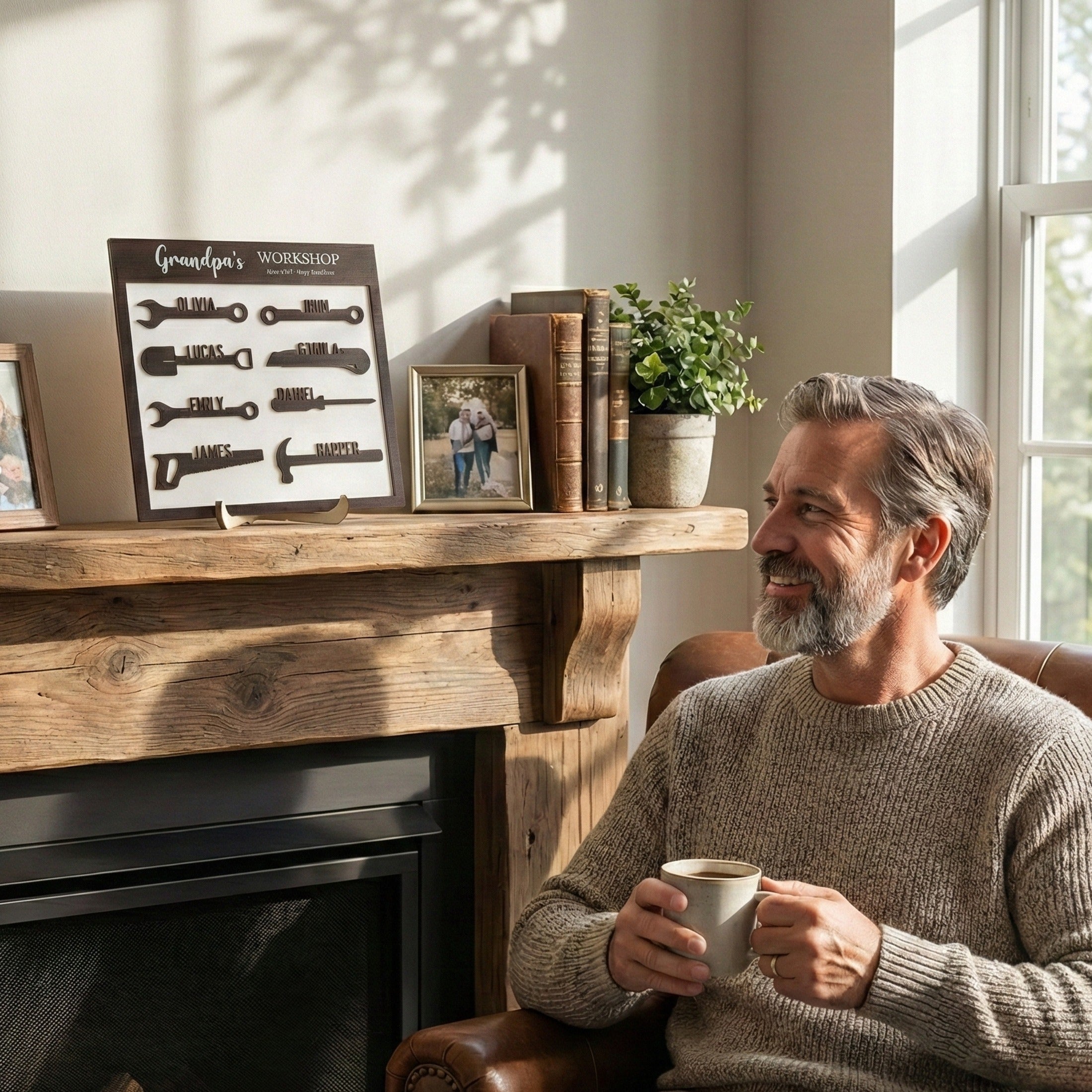 Personalized Dad Grandpa Workshop Sign Wood for Fathers Day Gift and Wooden Workshop Sign Y82